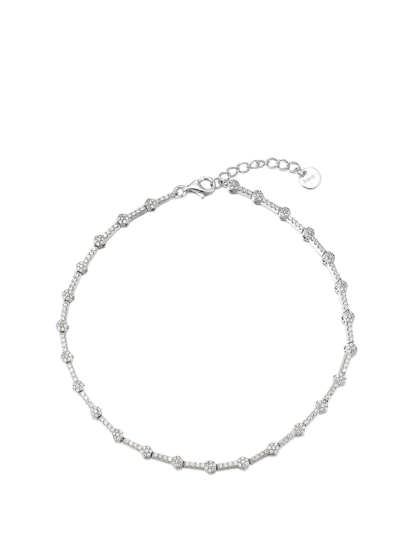 undefined Sterling Silver Iced Cubic Zirconia Anklet