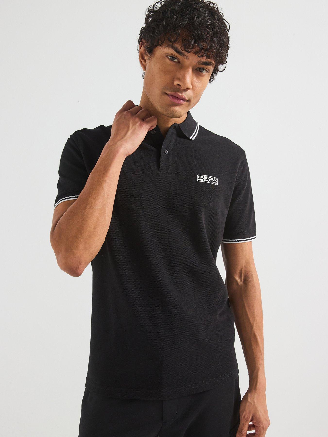 Barbour International Evan Tipped Short Sleeve Polo Shirt, Black, Size 3Xl, Men