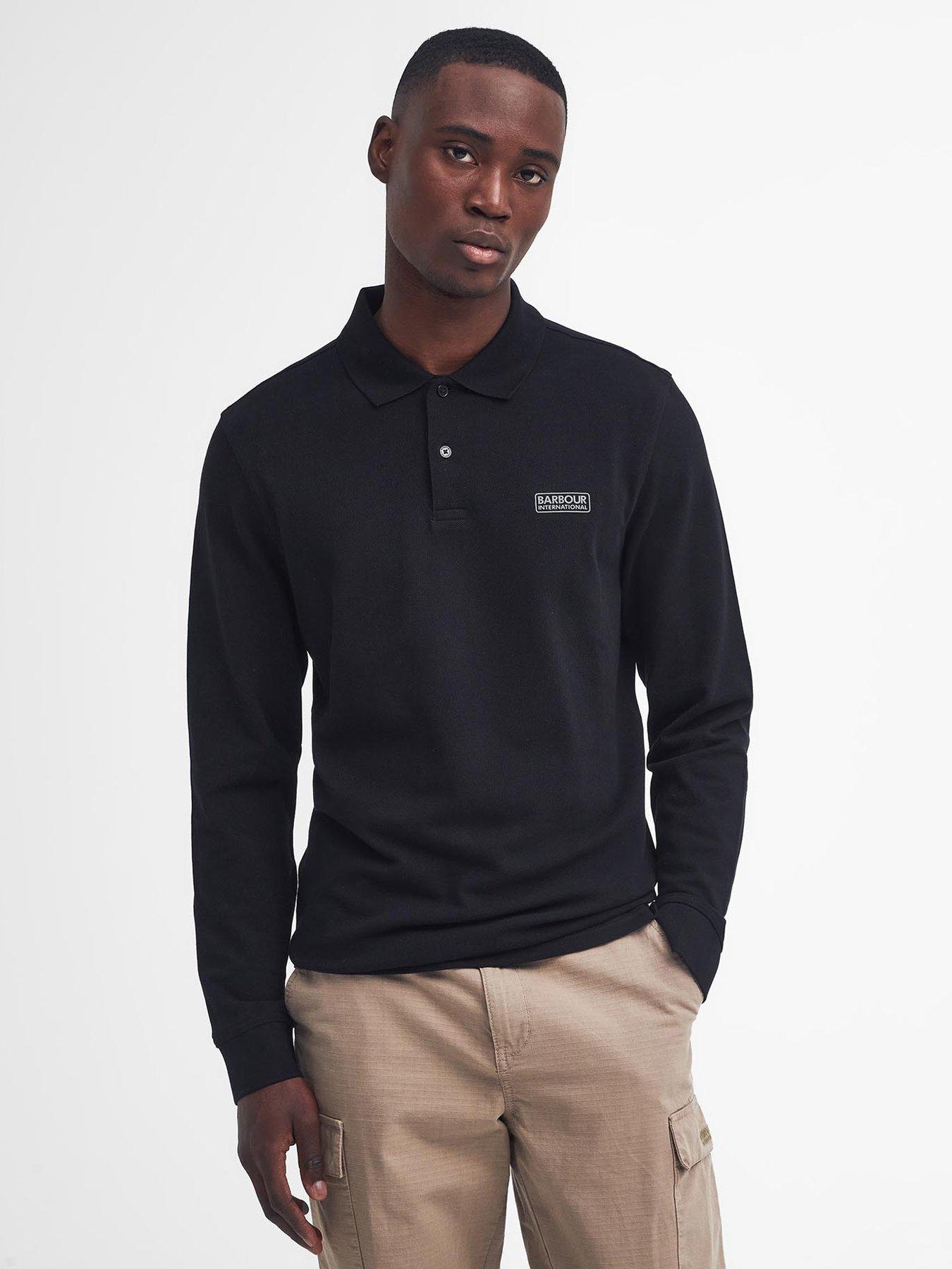 Black long sleeve polo t shirt best sale