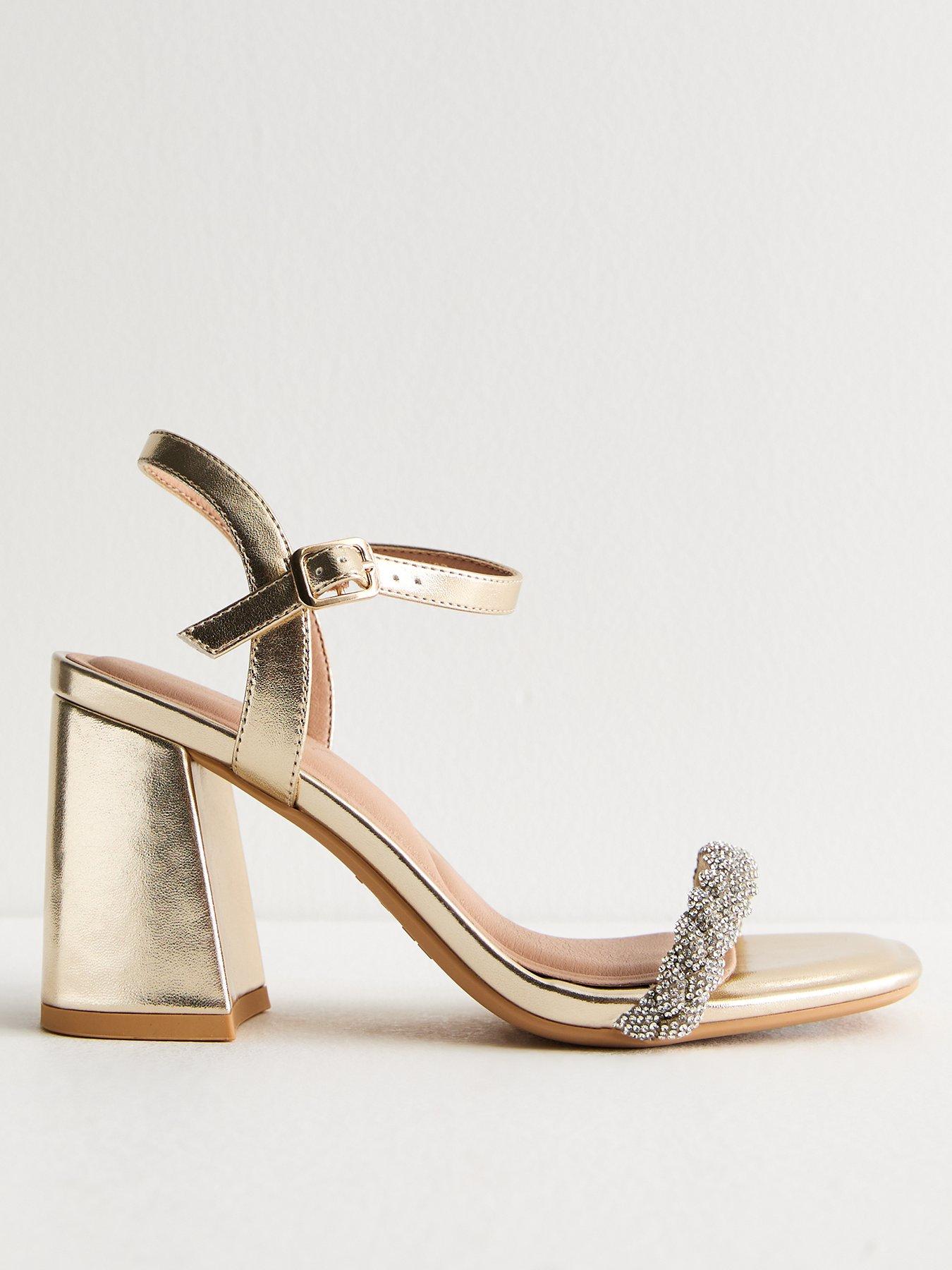 undefined Gold Diamanté-embellished Block-heel Sandals