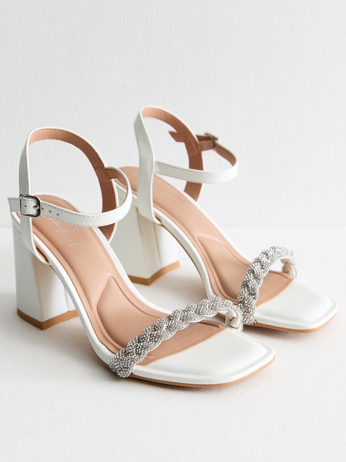 New Look White Diamante embellished Block heel Sandals Very