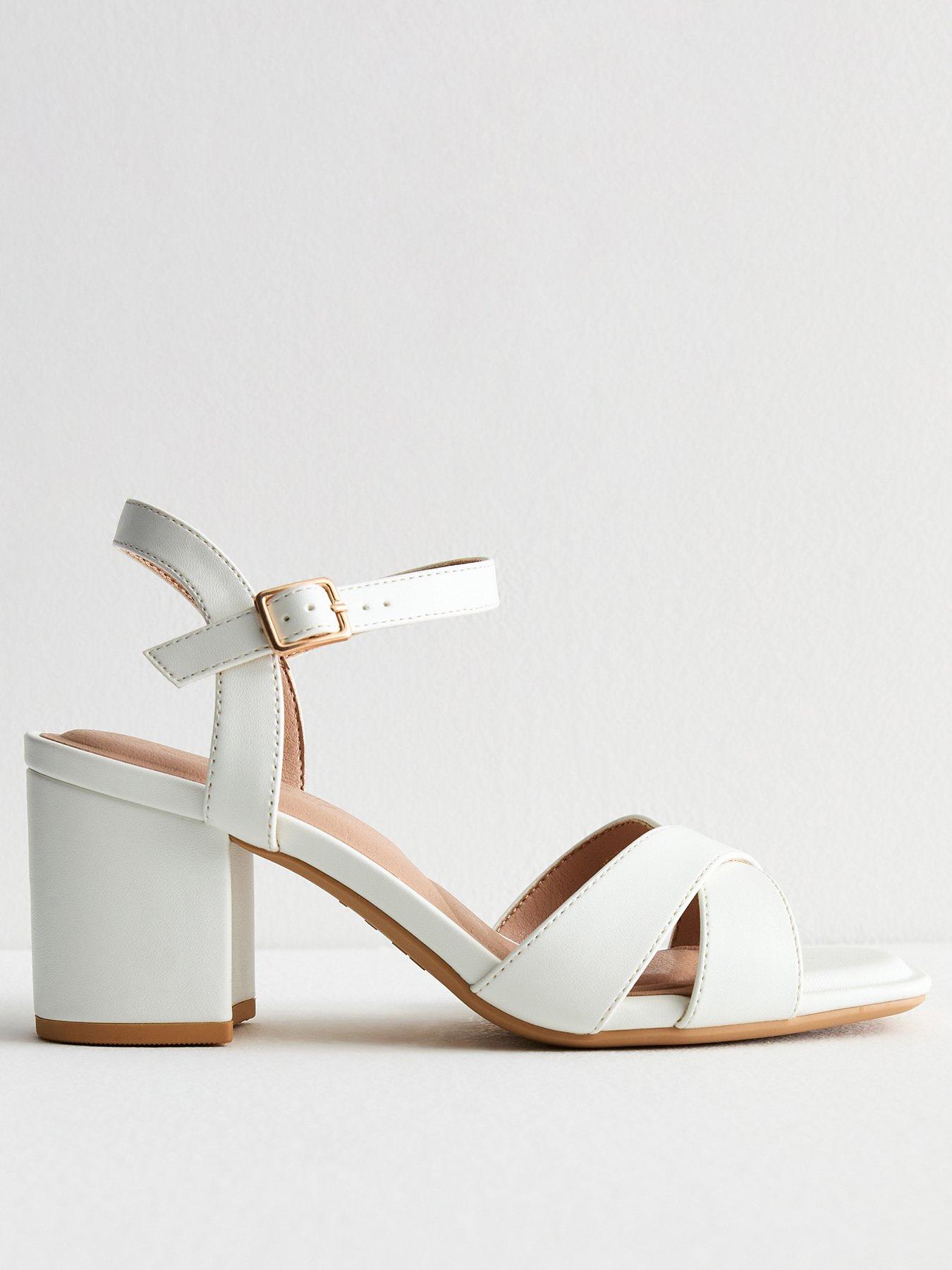 New Look Wide Fit White Crossover-strap Block-heel Sandals | Very.co.uk