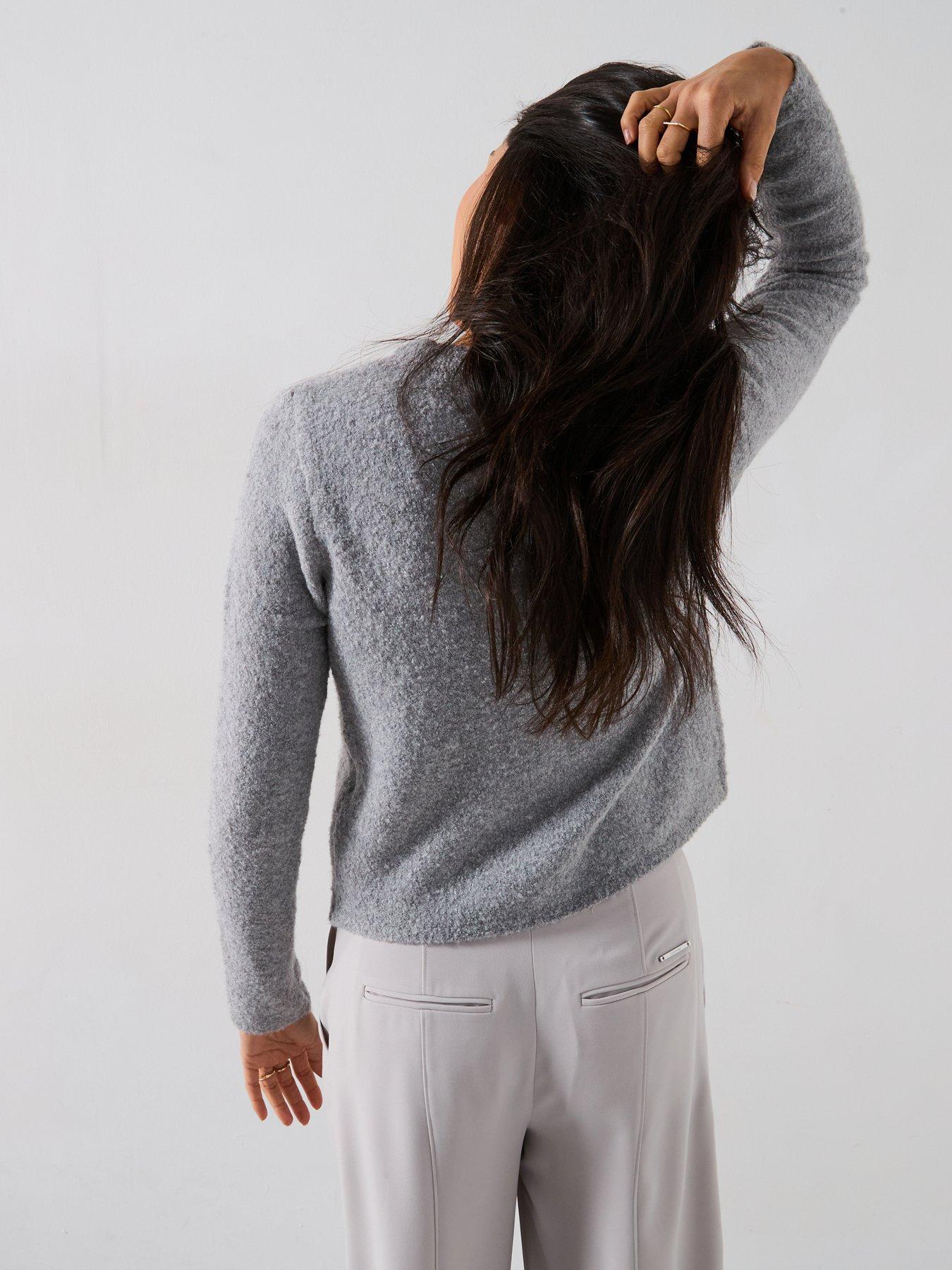 Image 2 of 6 of New Look Grey Buttoned Boucl&eacute; Cardigan