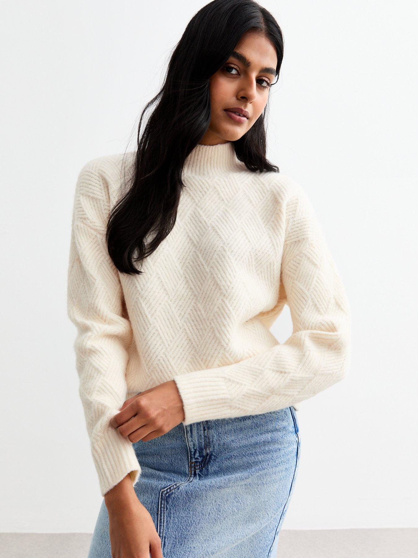 undefined Blanket Stitch Knit Jumper - Off White