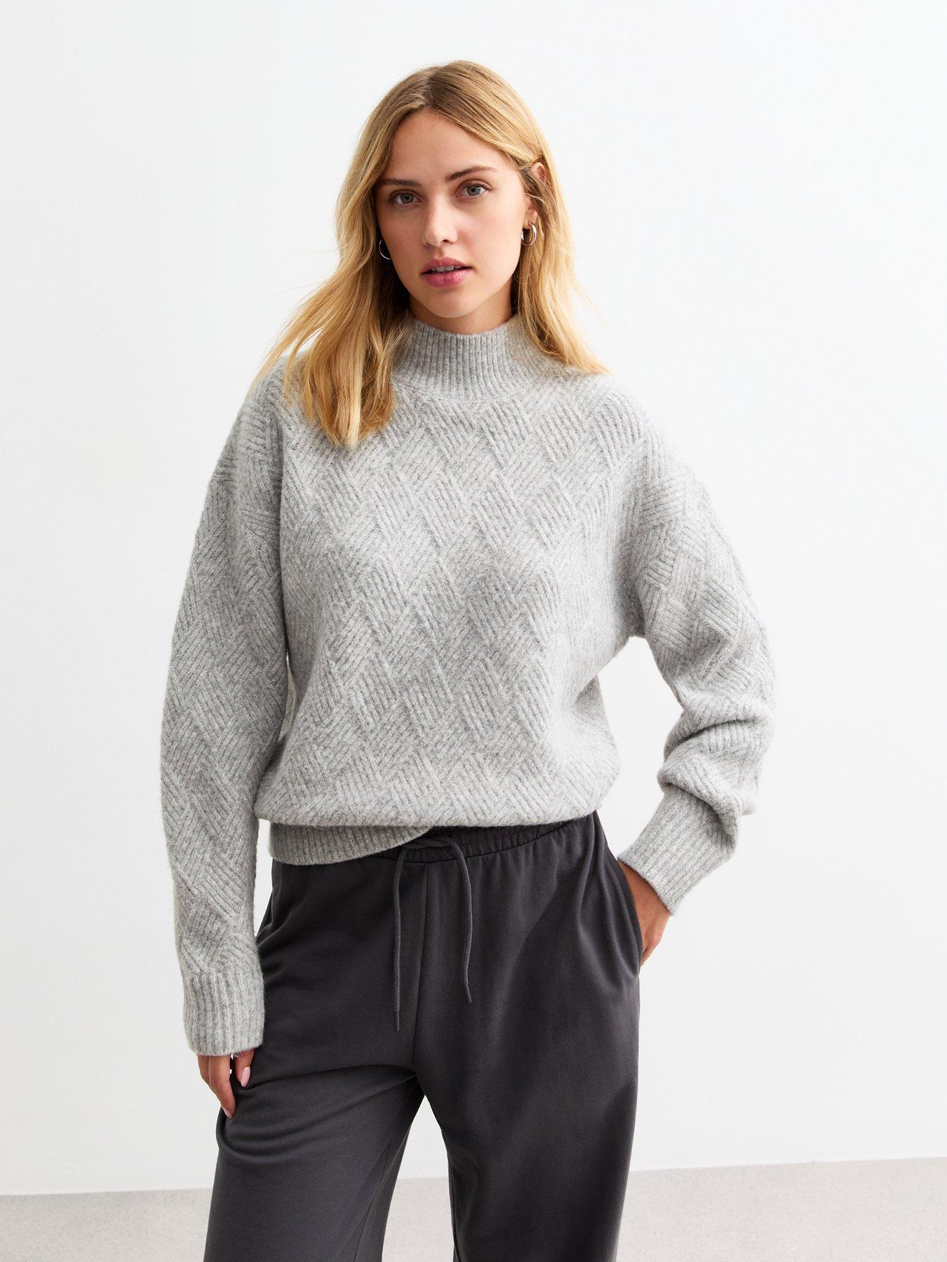 New Look Blanket Stitch Knit Jumper Grey Very