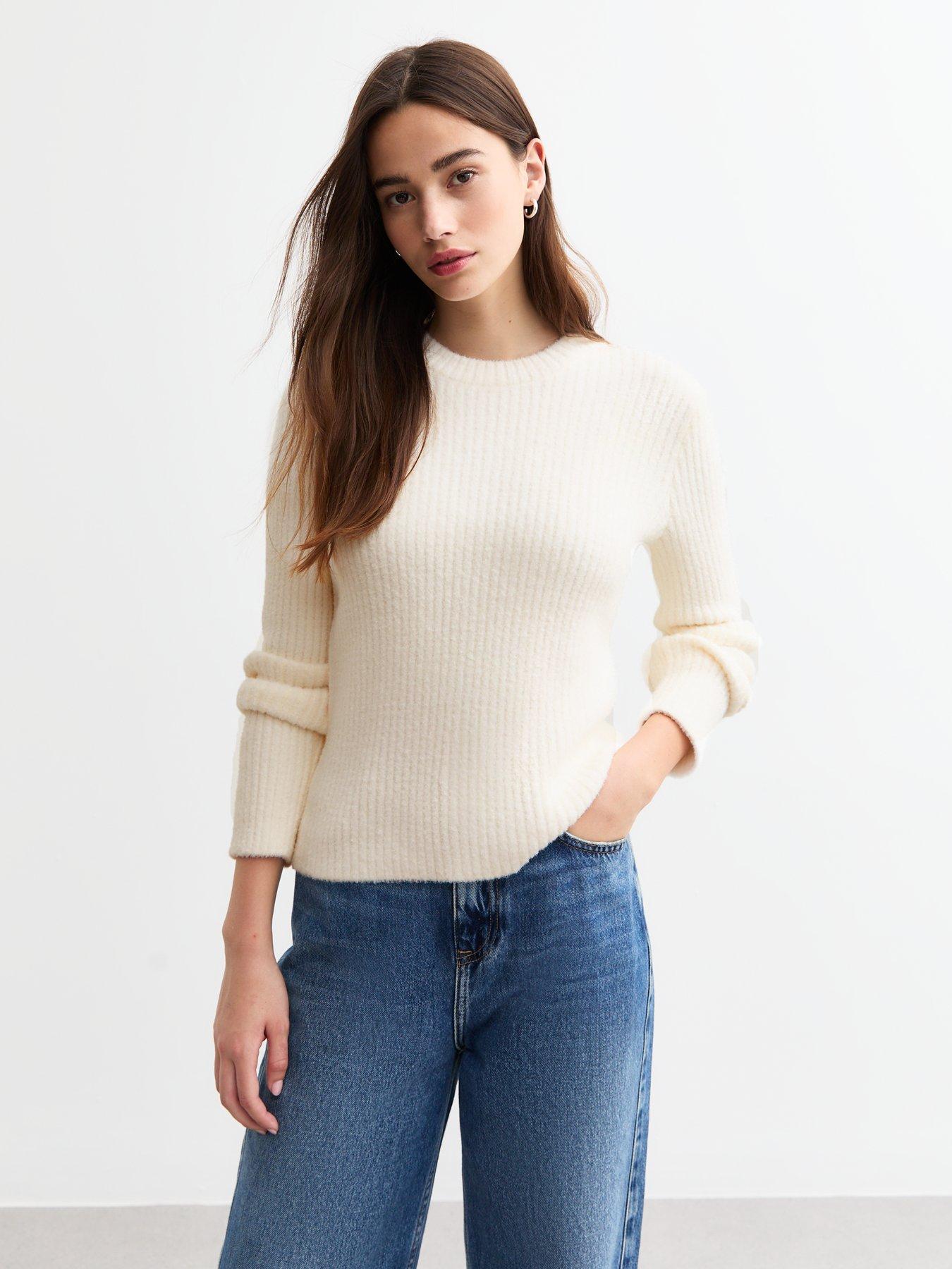 undefined Ribbed Long Sleeve Jumper - Off White