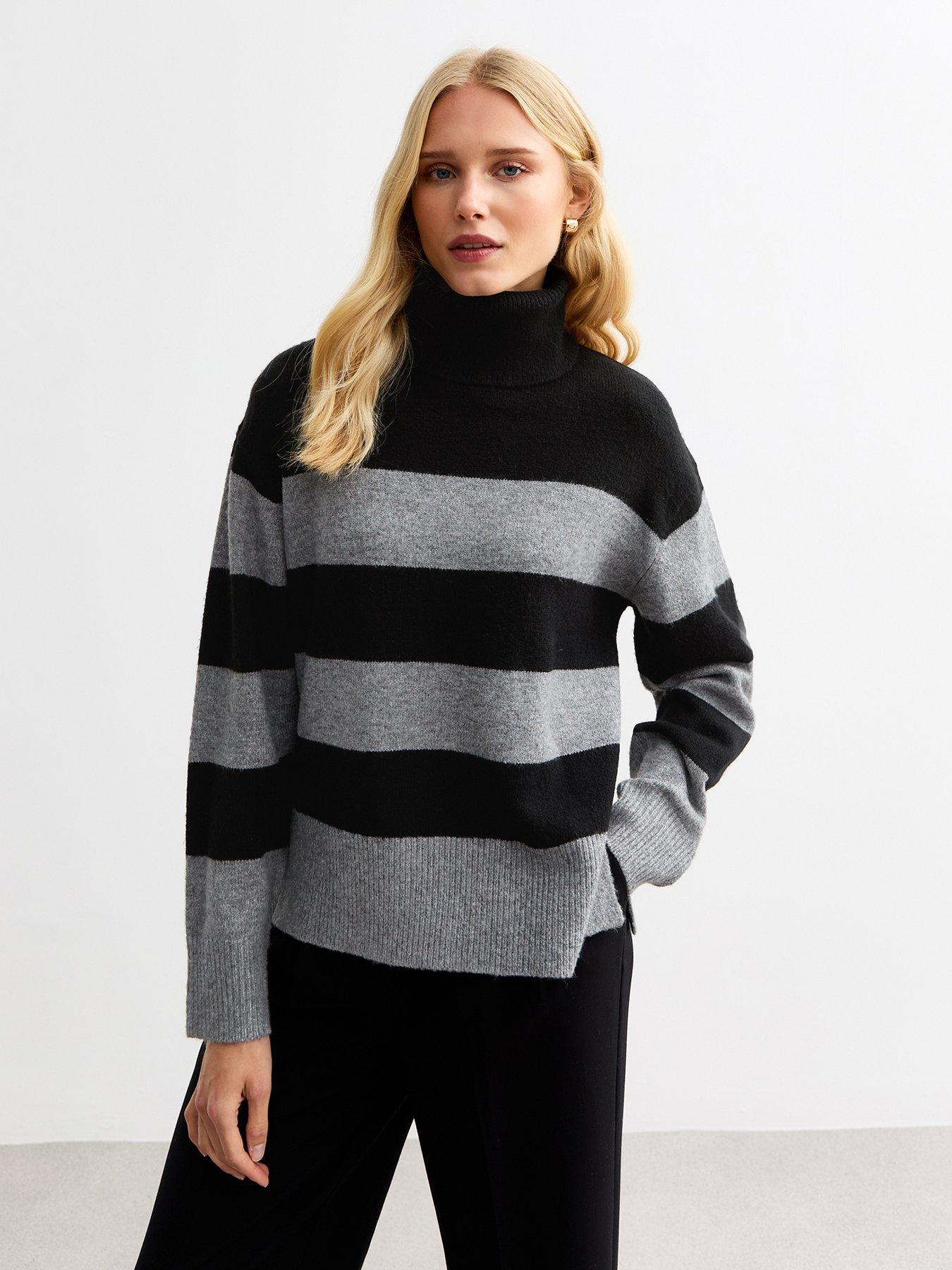 Raven rib knit long split jumper sales