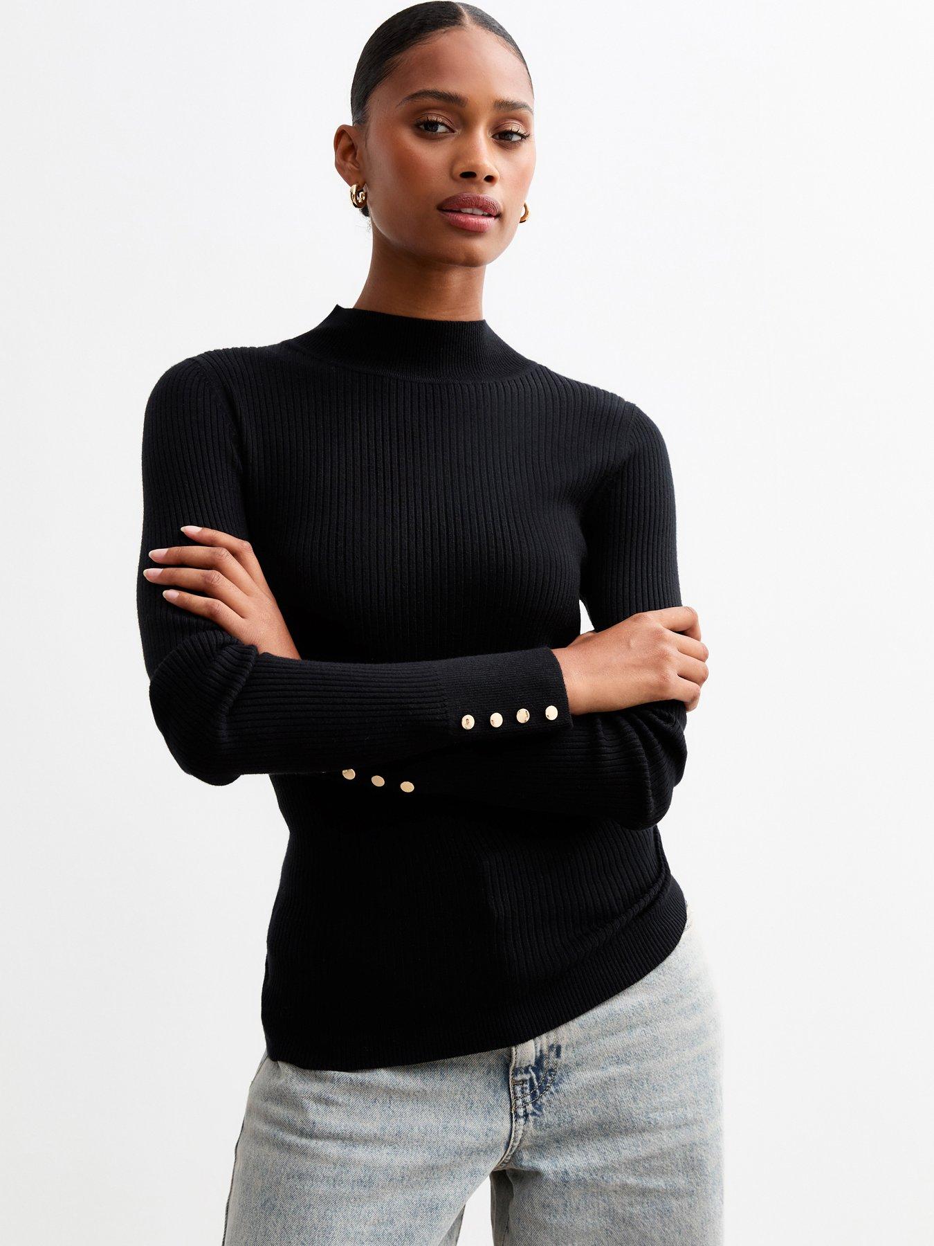 New Look Black Textured Knit Roll Neck Jumper Very