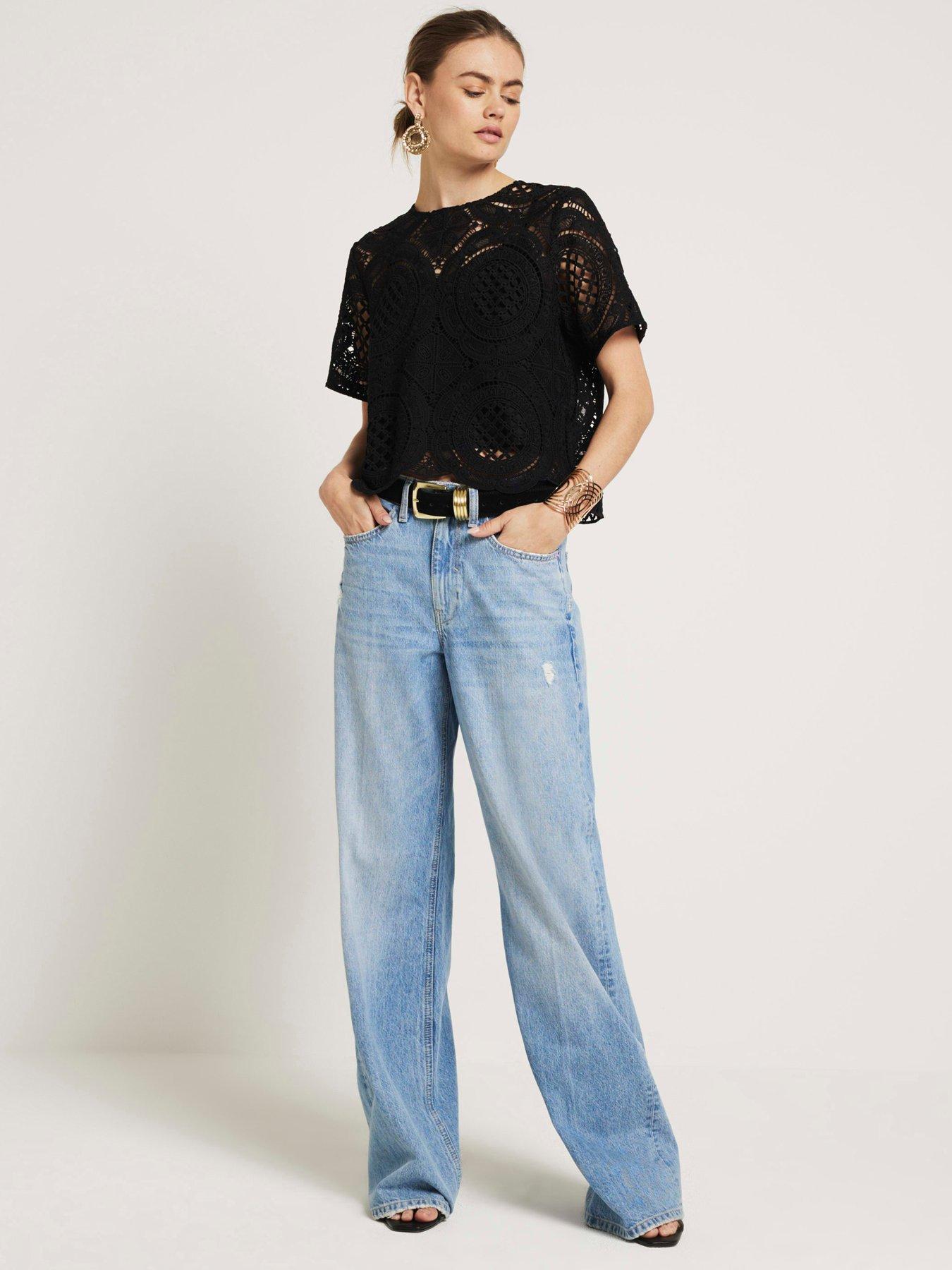 undefined Lace Detail T-shirt - Black