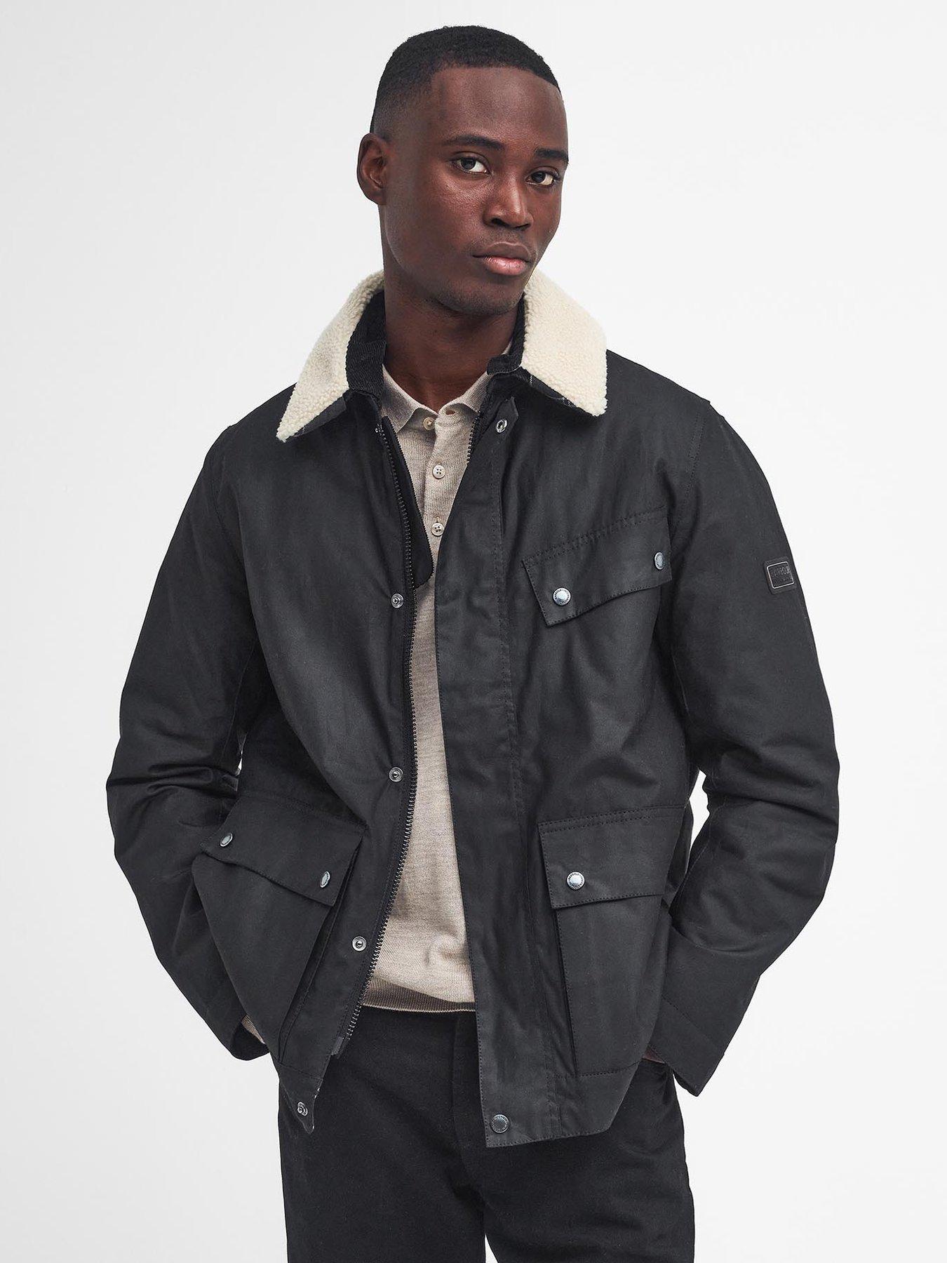 Barbour International Coppice Sherpa Wax Jacket Black Very