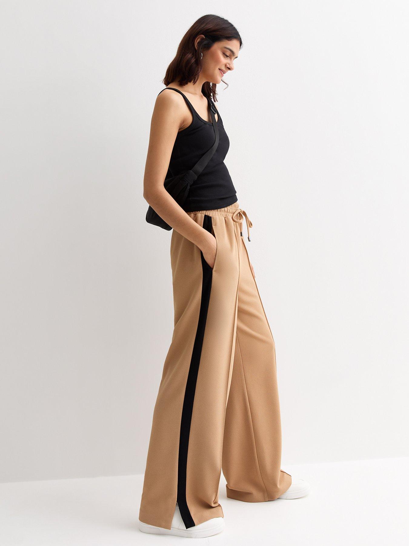 Camel Tailored Elasticated Wide Leg Trousers