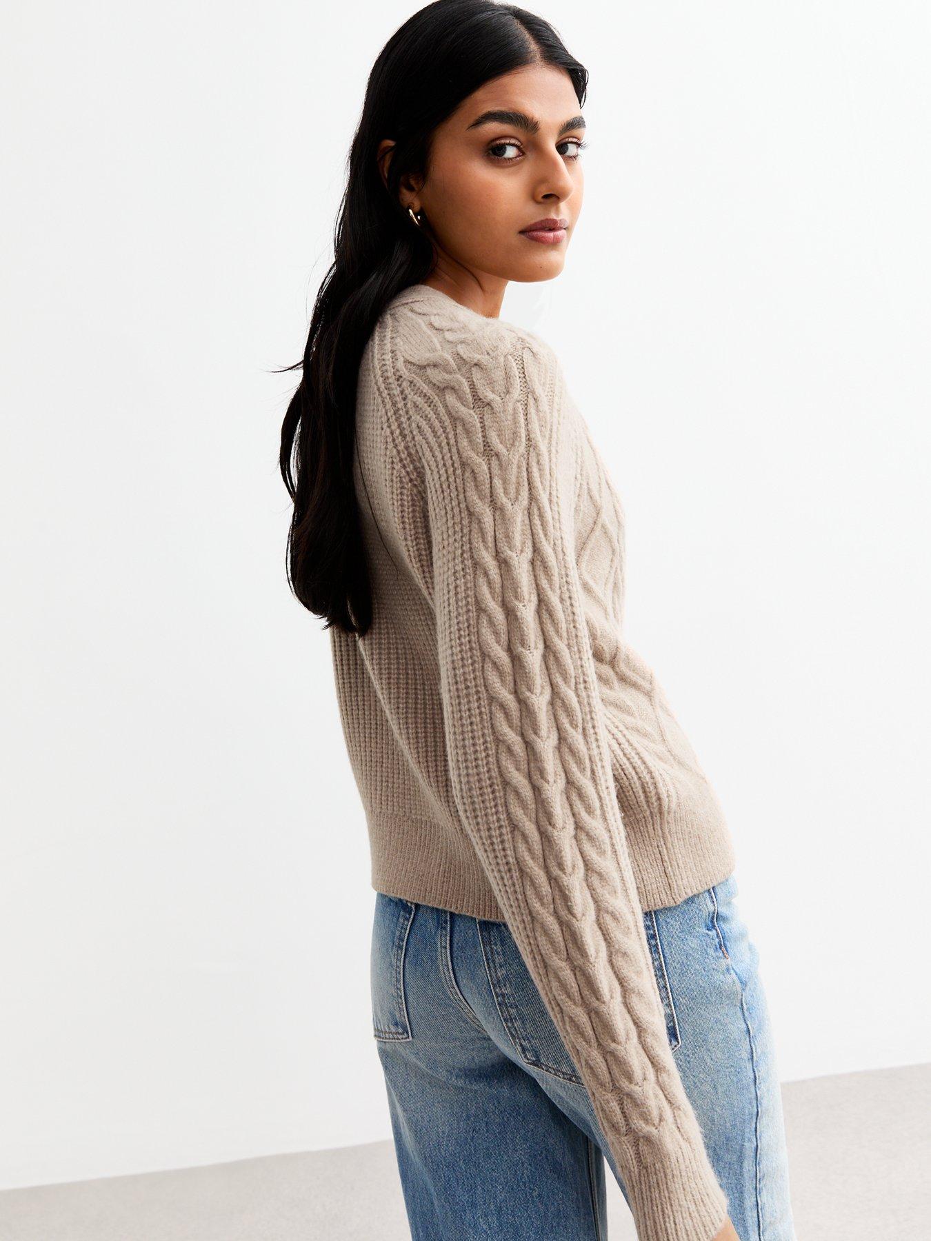 Brown Cable Knit Cardigan