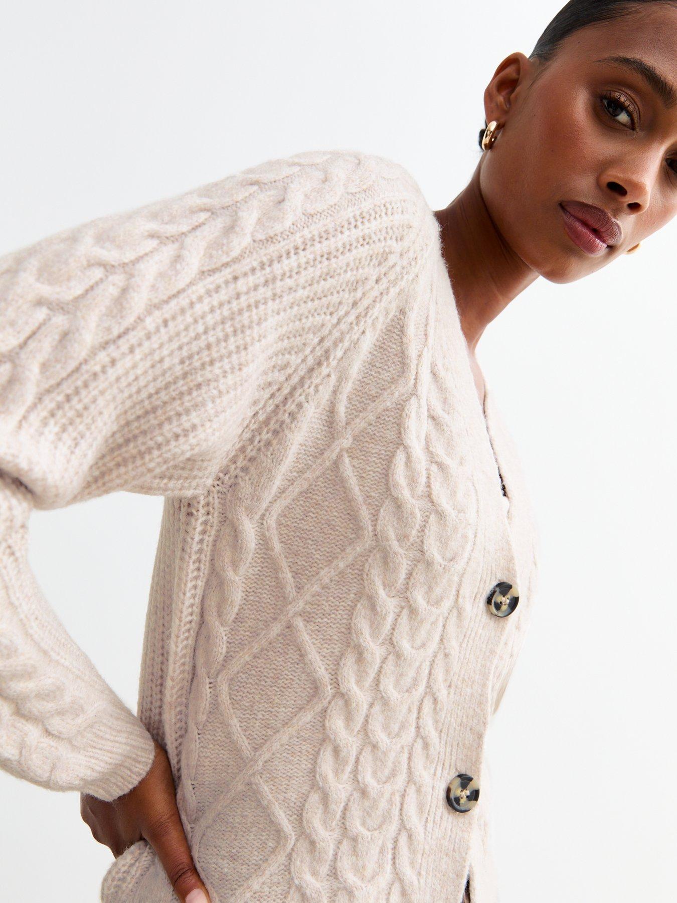 Knitted cream cardigan best sale