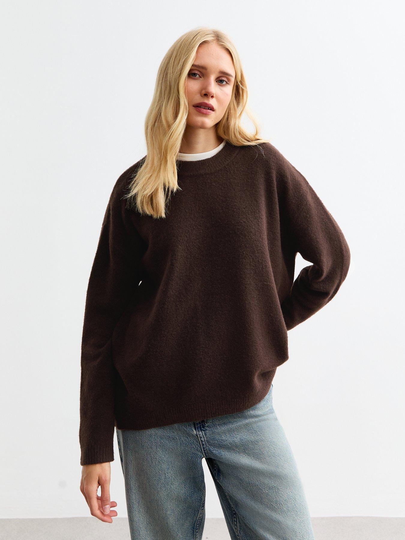 undefined Brown Oversized Knitted Jumper