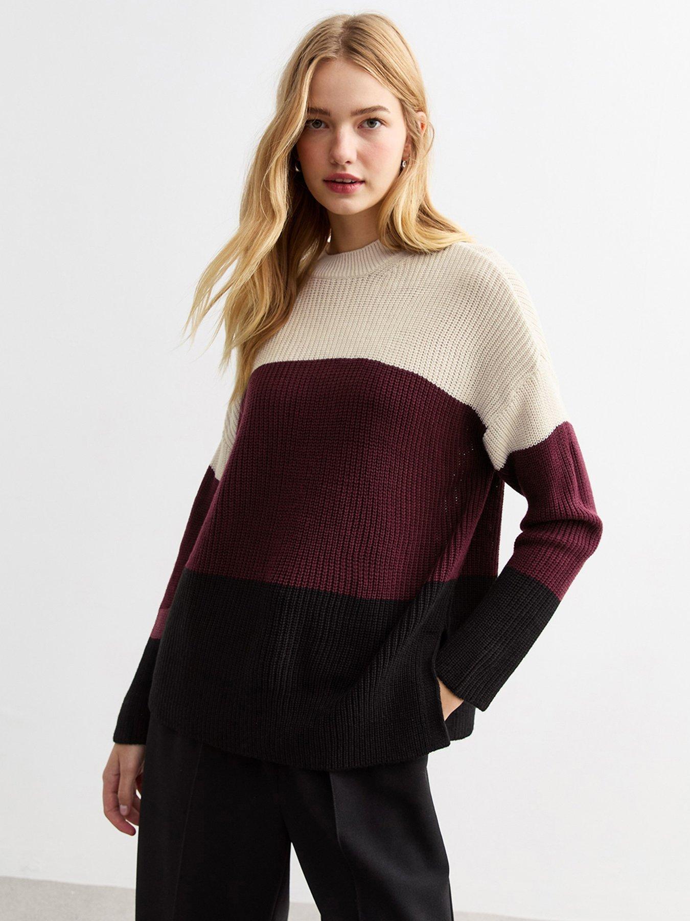 undefined Colour Block Split Hem Jumper - Multi