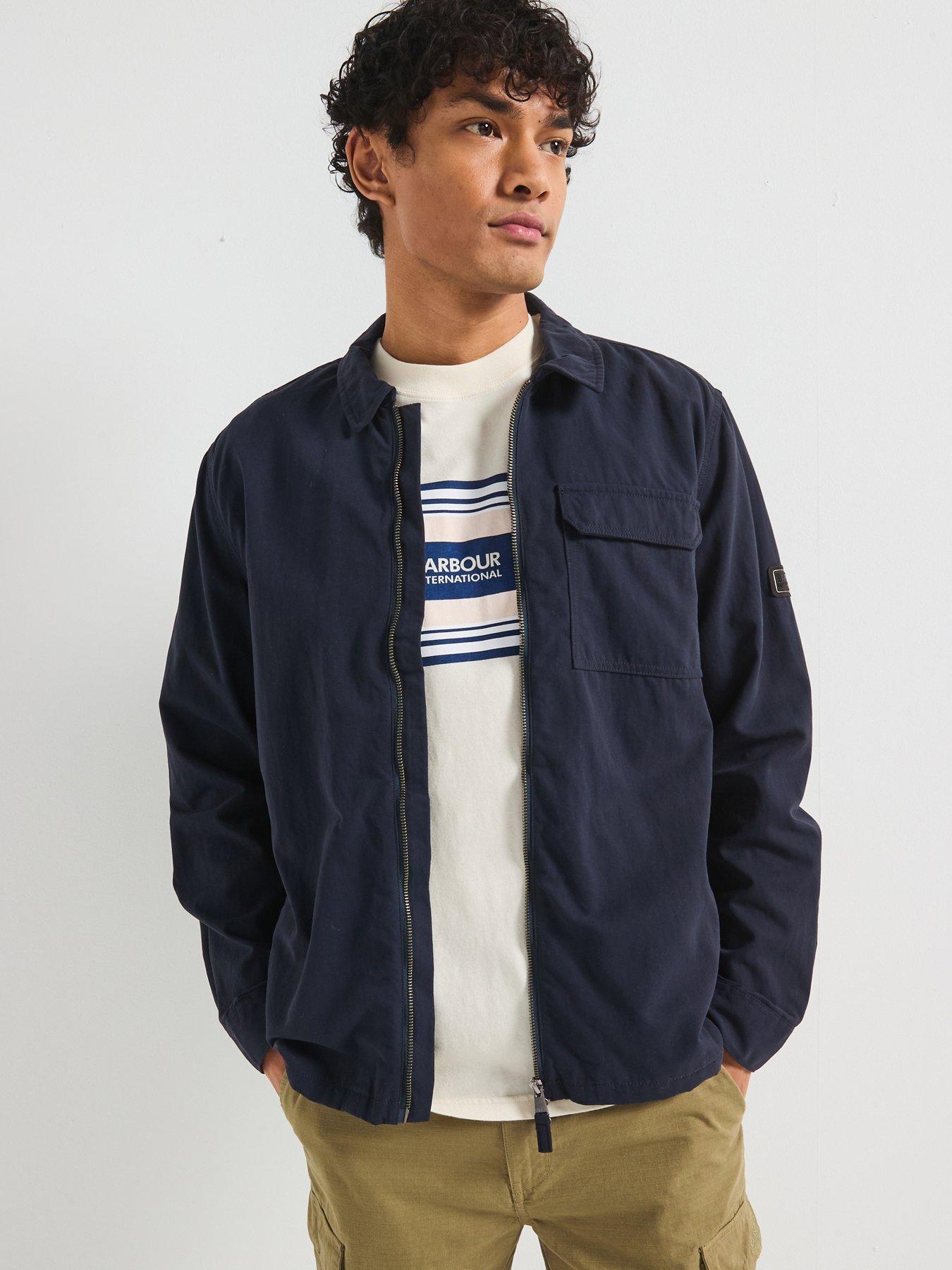 undefined Maze Peached Zip Overshirt - Navy