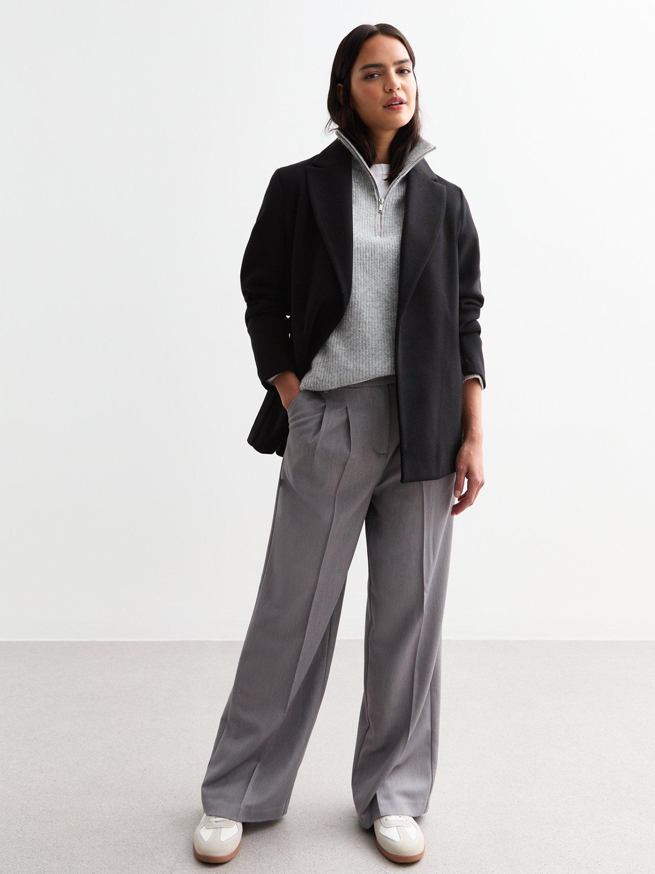 New Look Short Belted Coat Black Very