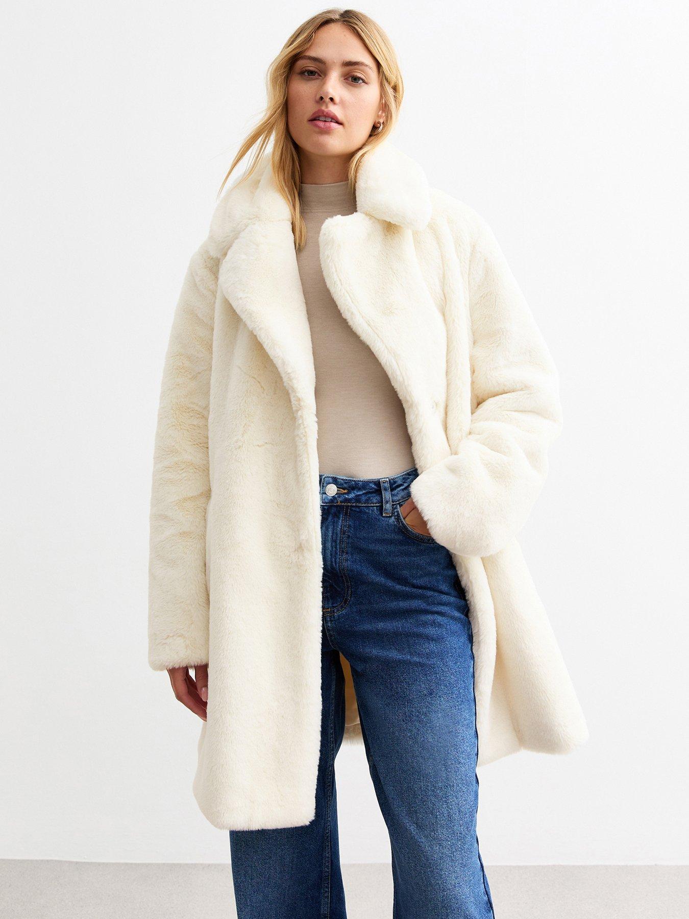 New Look Faux Fur Coat Cream Very