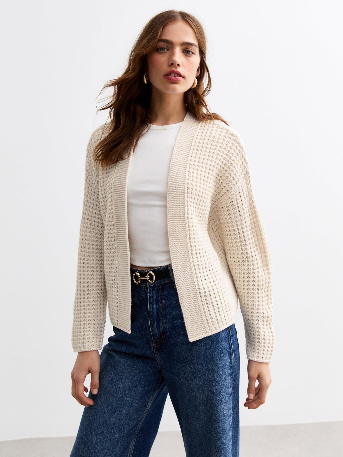 New Look Chunky Knit Open Front Cardigan Off White Very