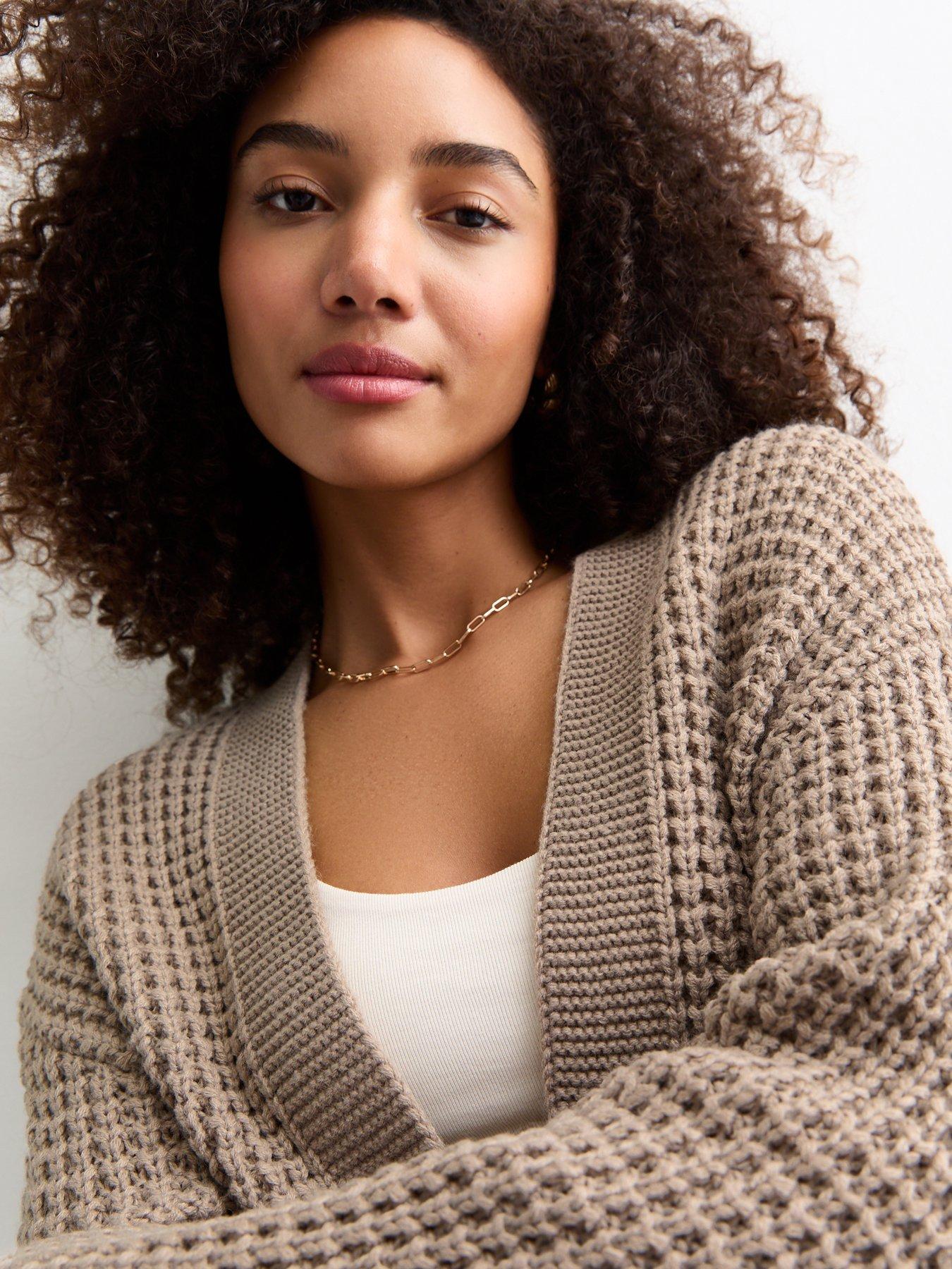 New Look Brown Chunky Knit Open Cardigan Very