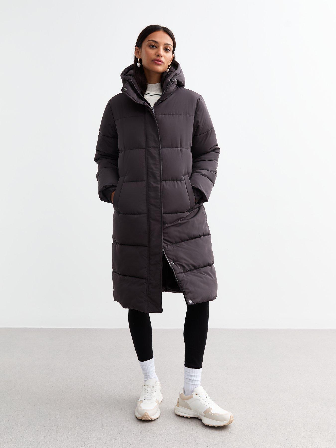 New Look Hooded Longline Puffer Coat Grey Very