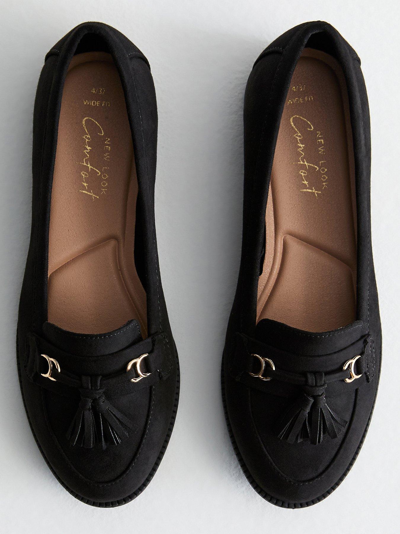 New Look Wide Fit Suede Loafers Black Very