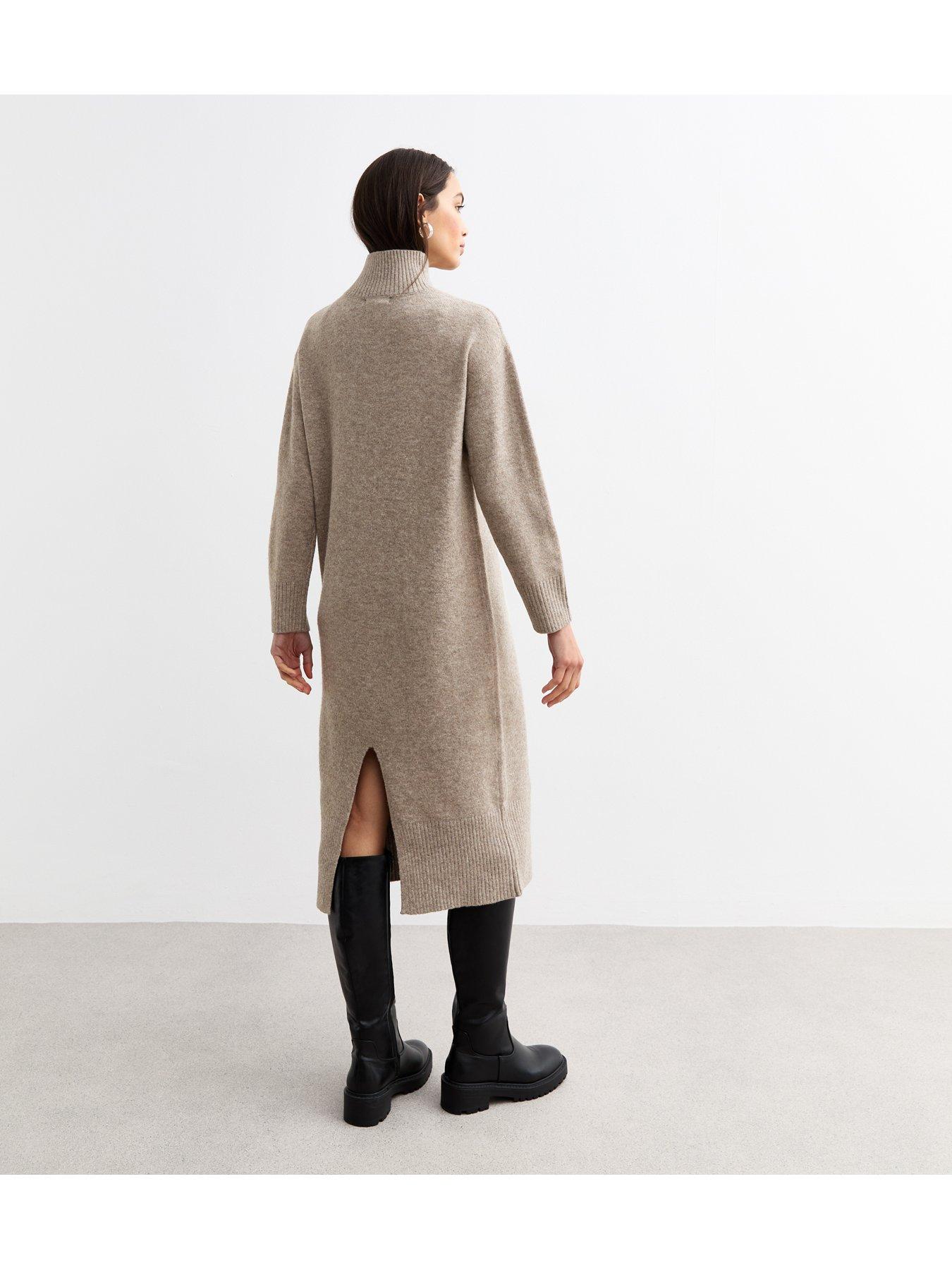 Image 2 of 4 of New Look Knitted Midi Dress - Brown