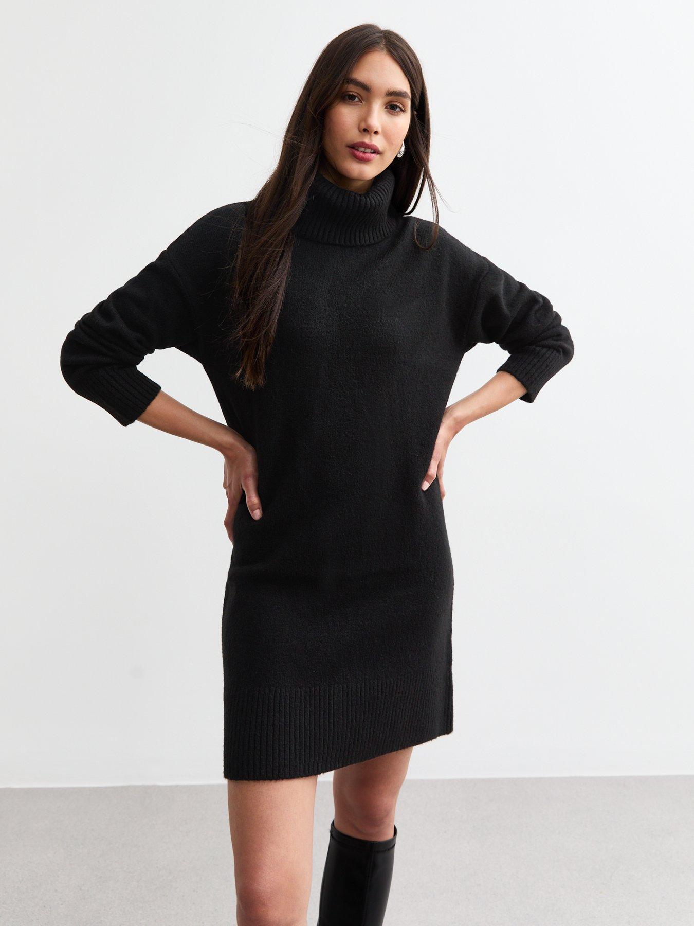 Black knit roll neck jumper best sale