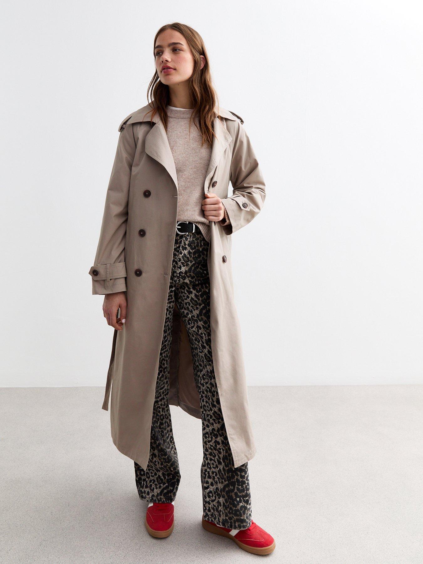 undefined Grey Double-Breasted Lined Cotton Trench Coat - Beige