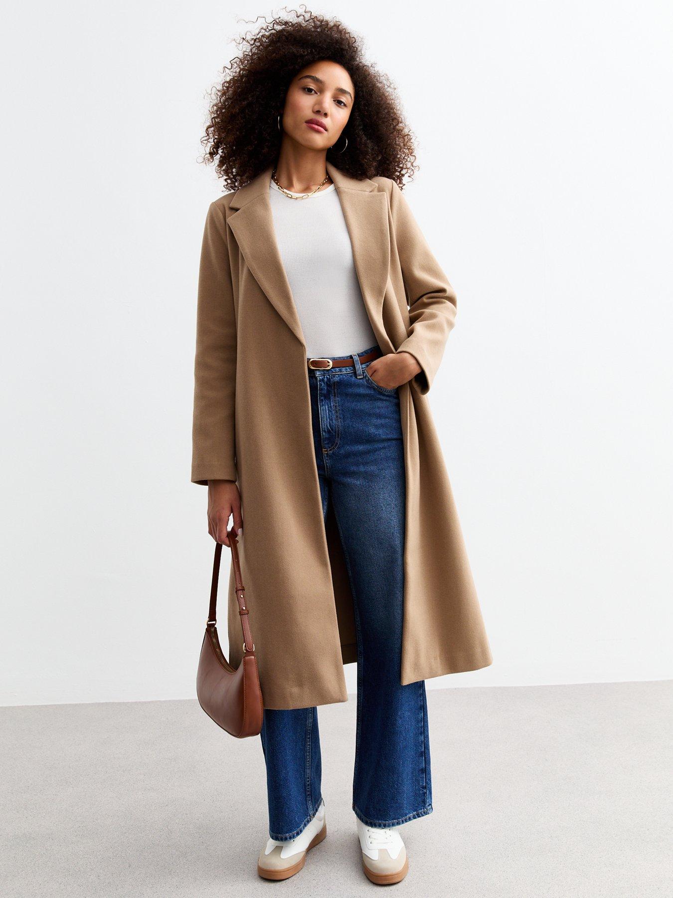 Calf length camel coat online