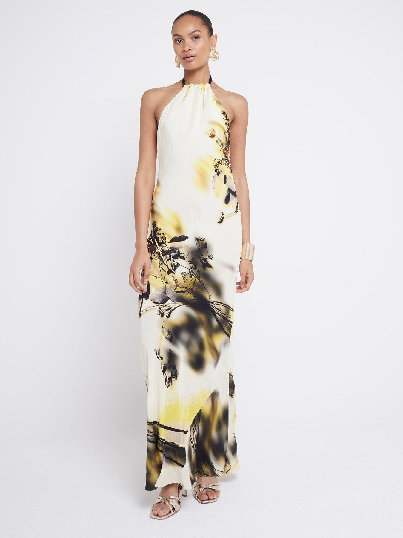 River Island Halter Neck Slip Dress - Yellow | Very