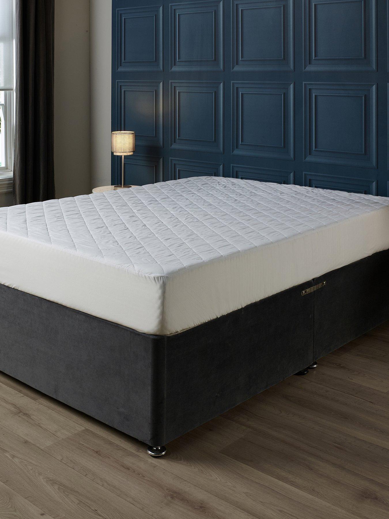 Product photograph of Downland Anti-bacterial Mattress Protector - Sk - White from very.co.uk