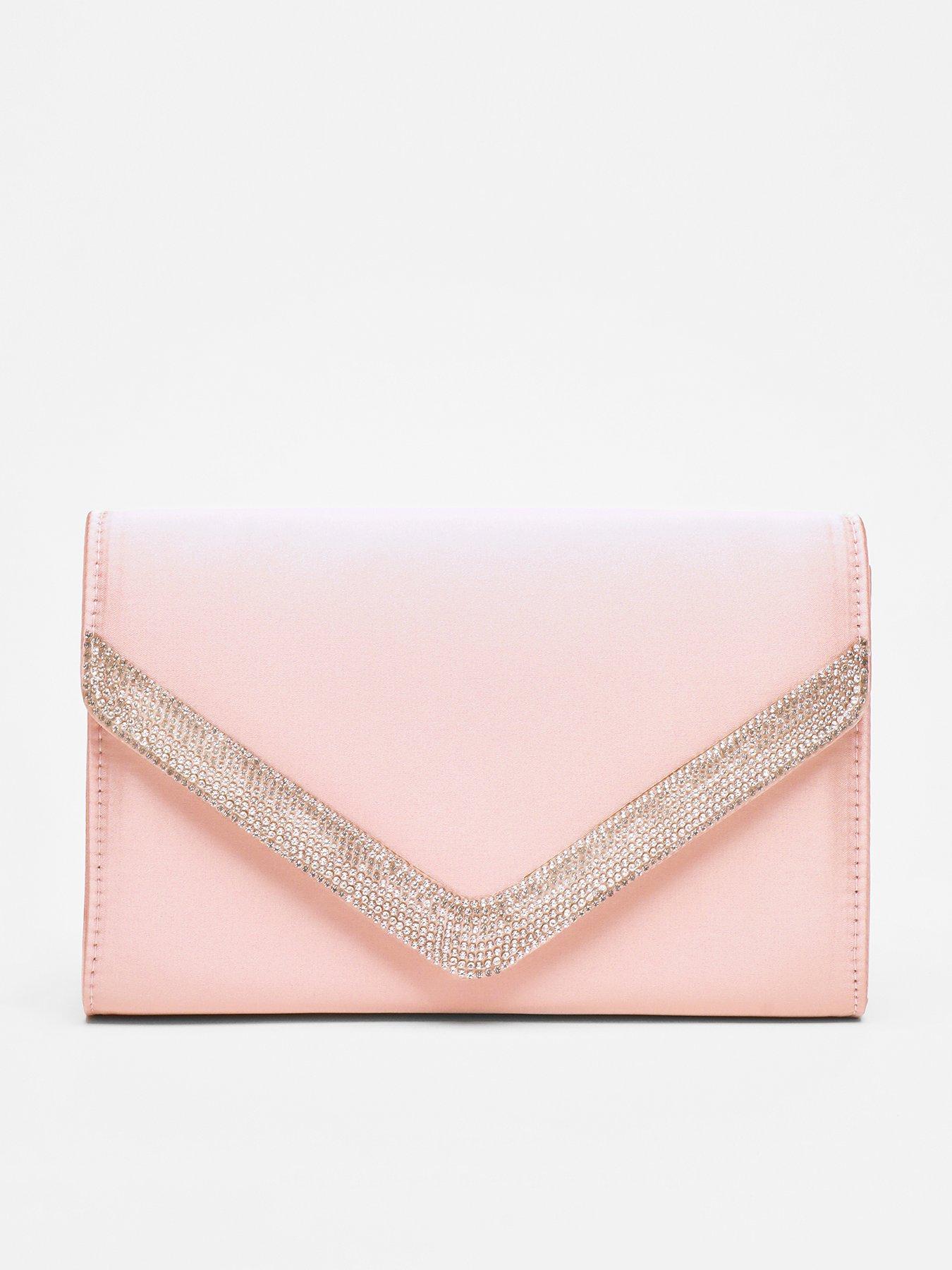 Pink Diamante Trim Clutch Bag