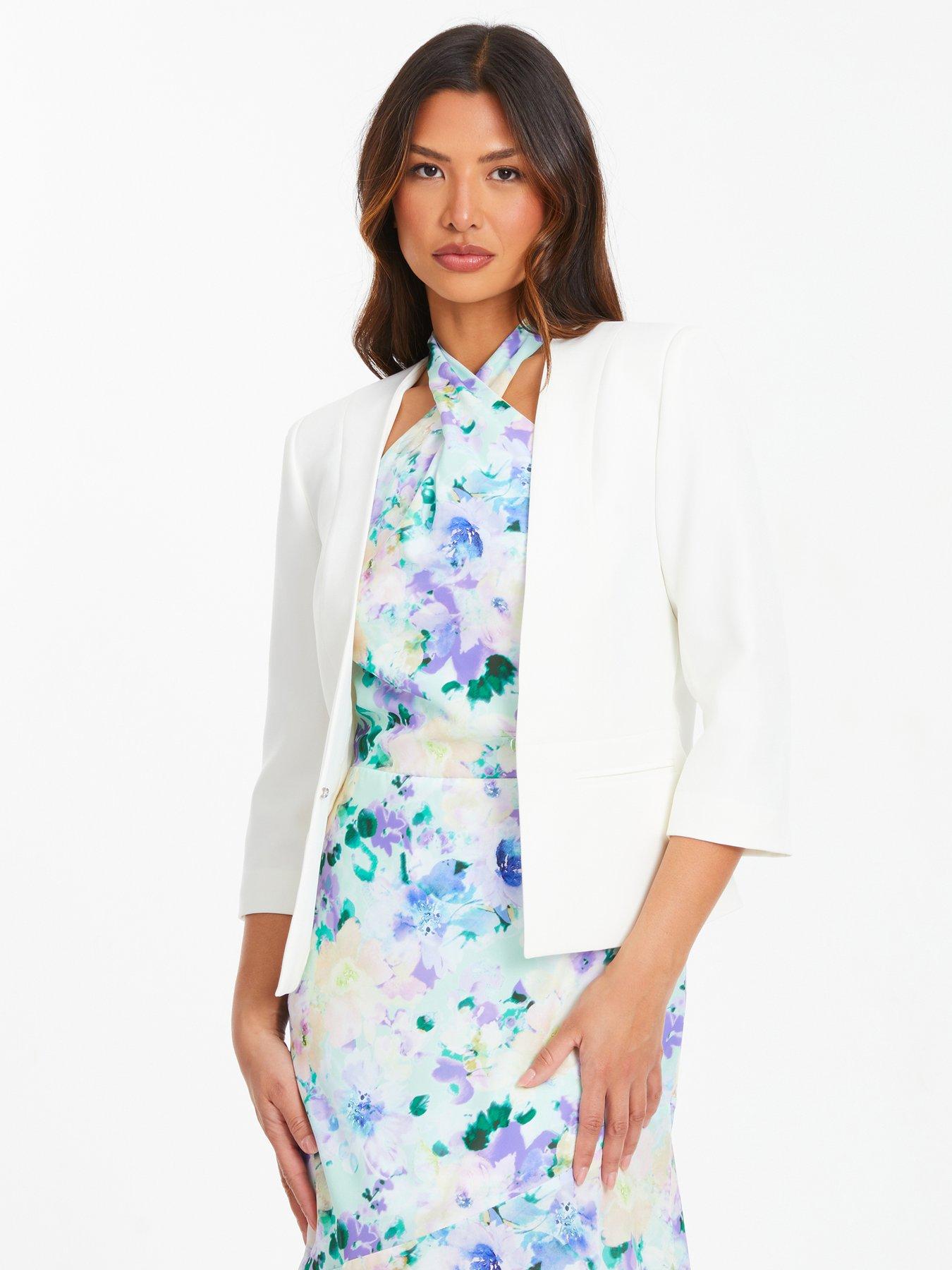 Quiz Cream Tailored Cropped Blazer Very