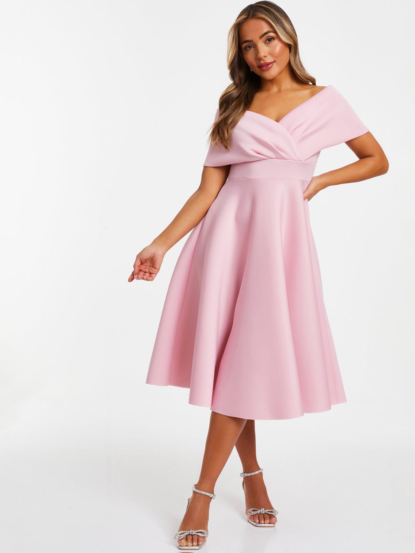Quiz Petite Pink Midi Skater Dress | Very