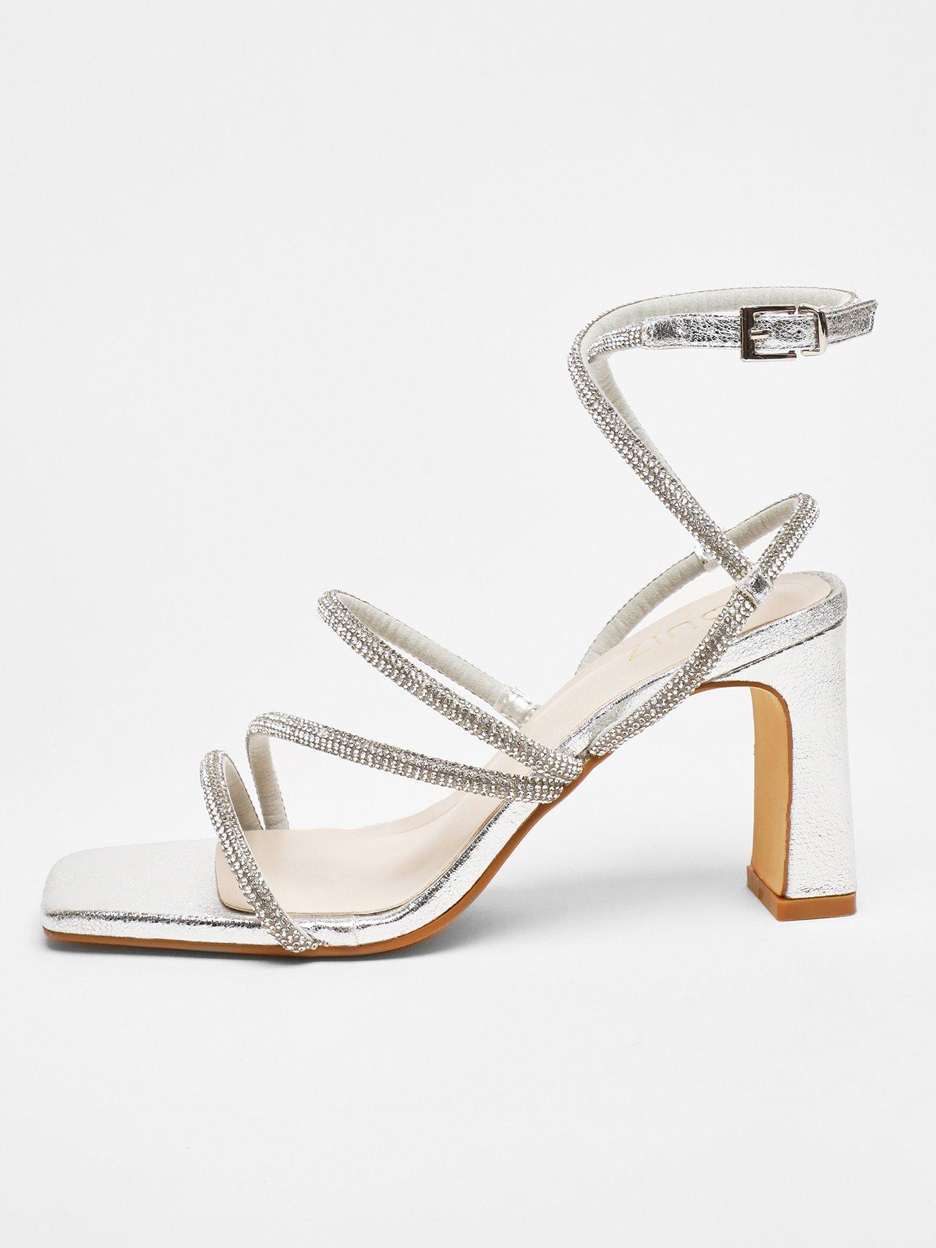 quiz-silver-diamante-strappy-block-heeled-sandals