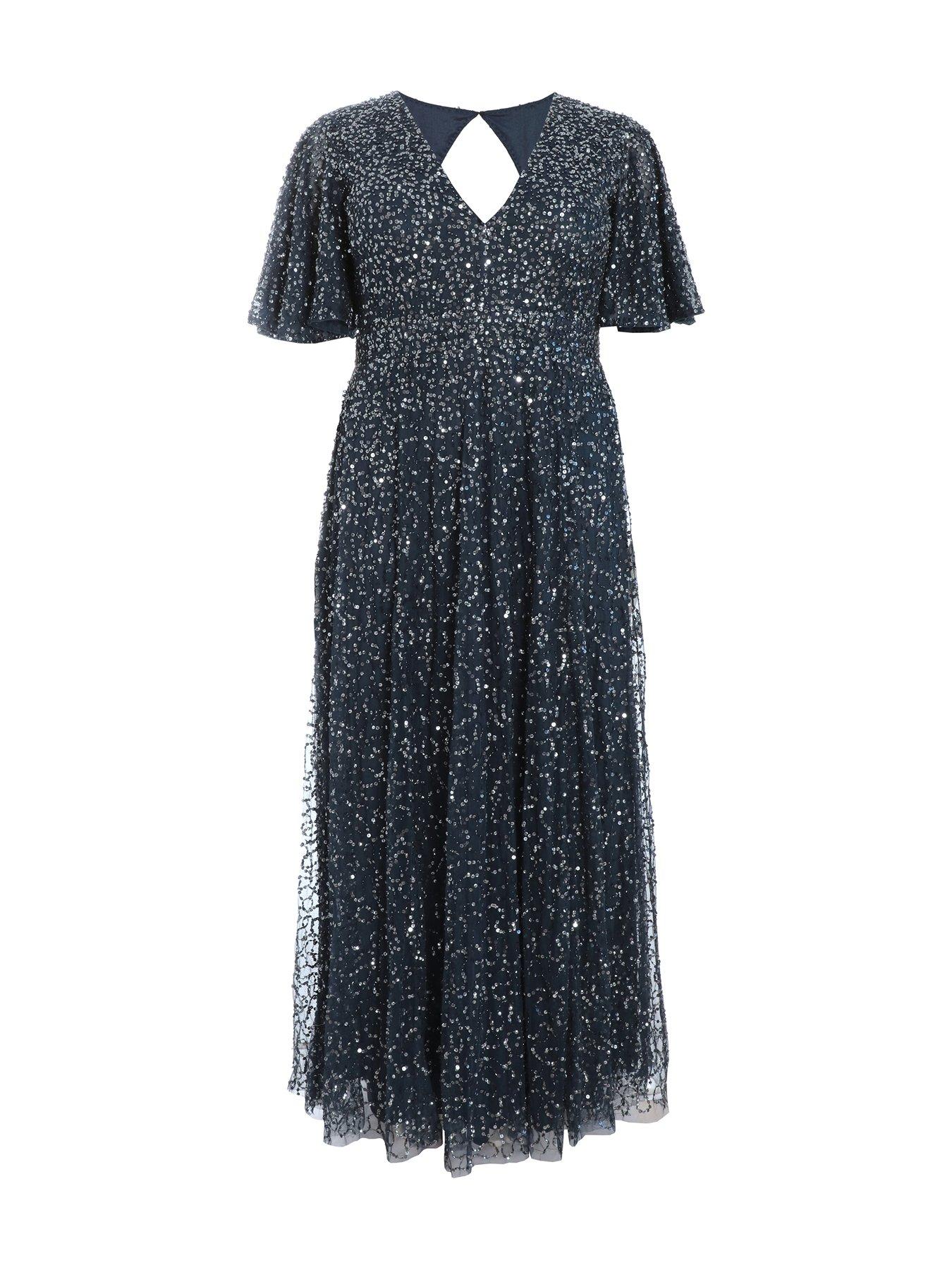 Quiz navy embellished maxi dress hotsell