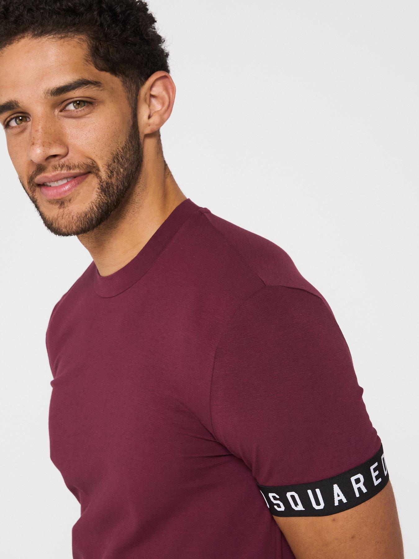 Dsquared2 Loungewear Sleeve Band Logo Crew T-shirt Dark Red Very