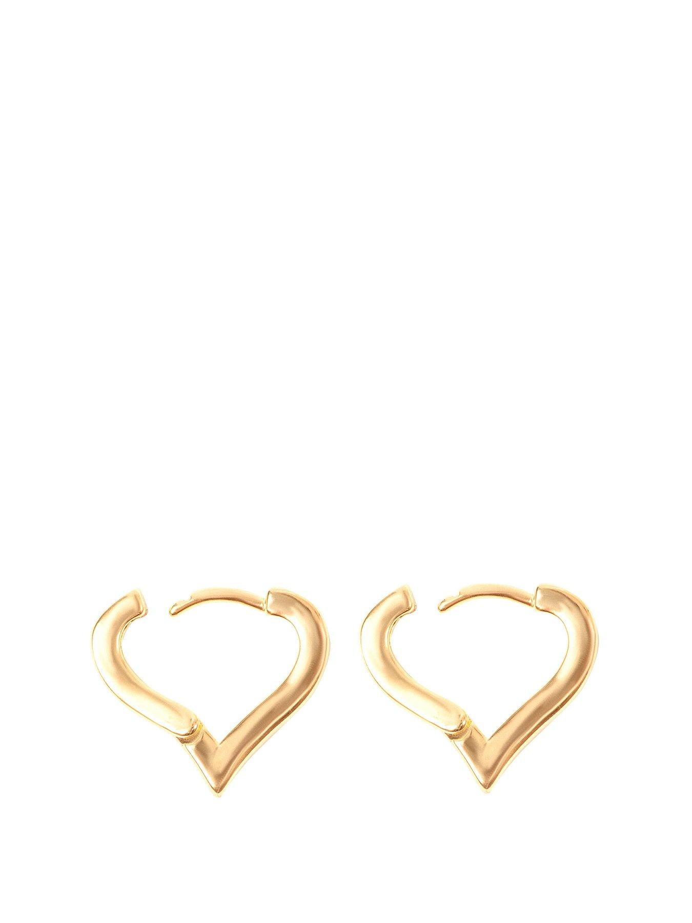 Product photograph of Gold Colour Heart Huggie Hoops from very.co.uk