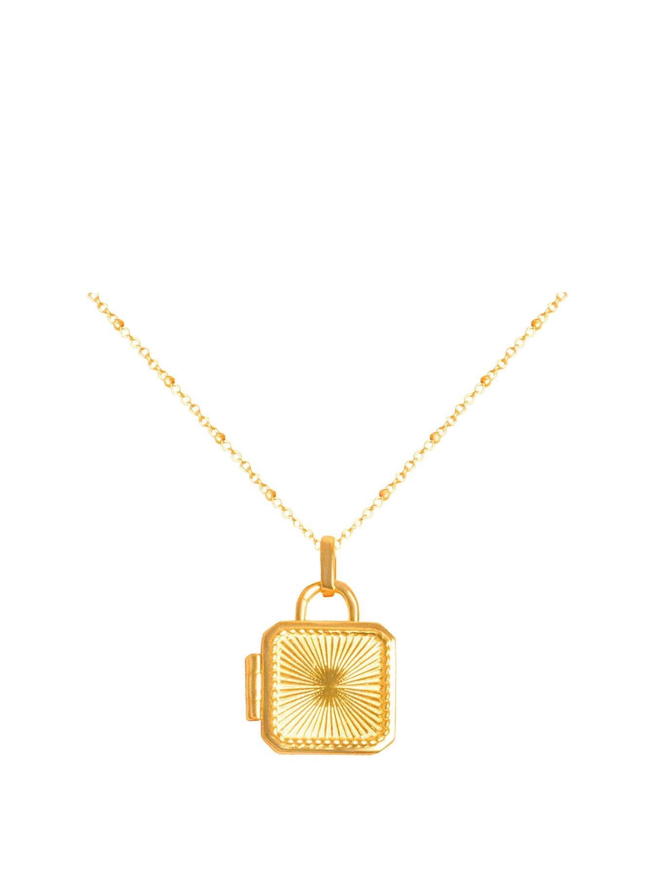 Product photograph of The Love Silver Collection 18ct Gold Plated Padlock Locket Necklace from very.co.uk