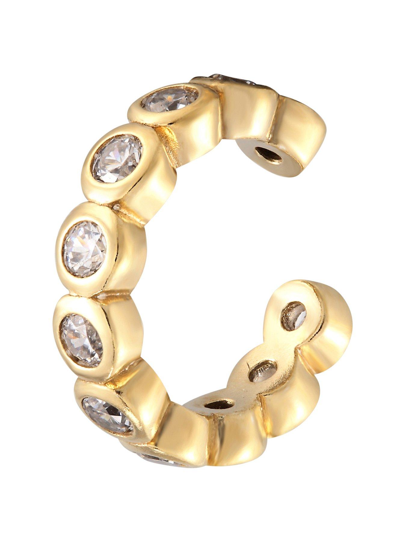 Product photograph of The Love Silver Collection 18ct Gold Plated Cz Bobble Cuff from very.co.uk
