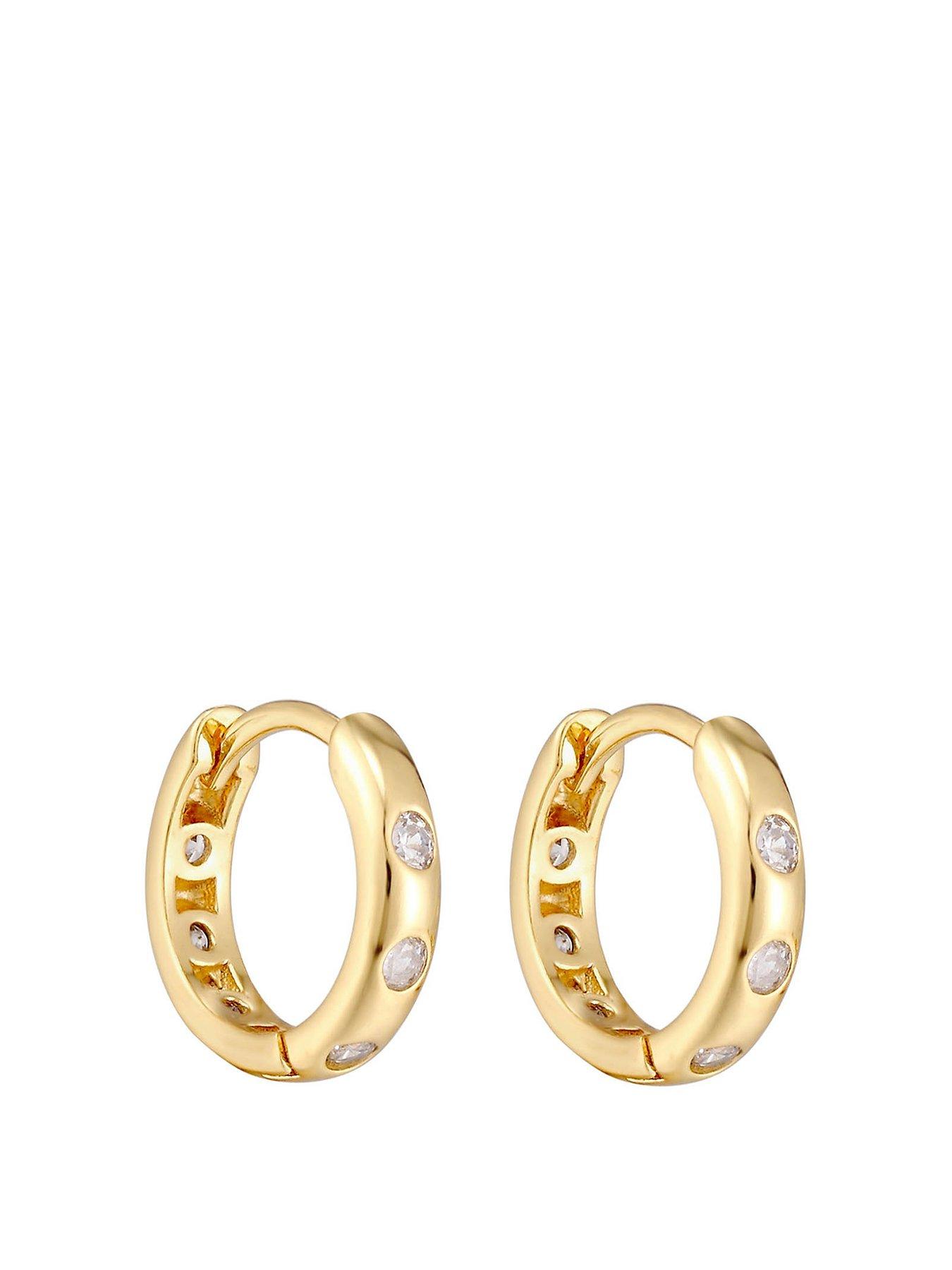 undefined 18ct Gold Plated Bobble CZ Huggies