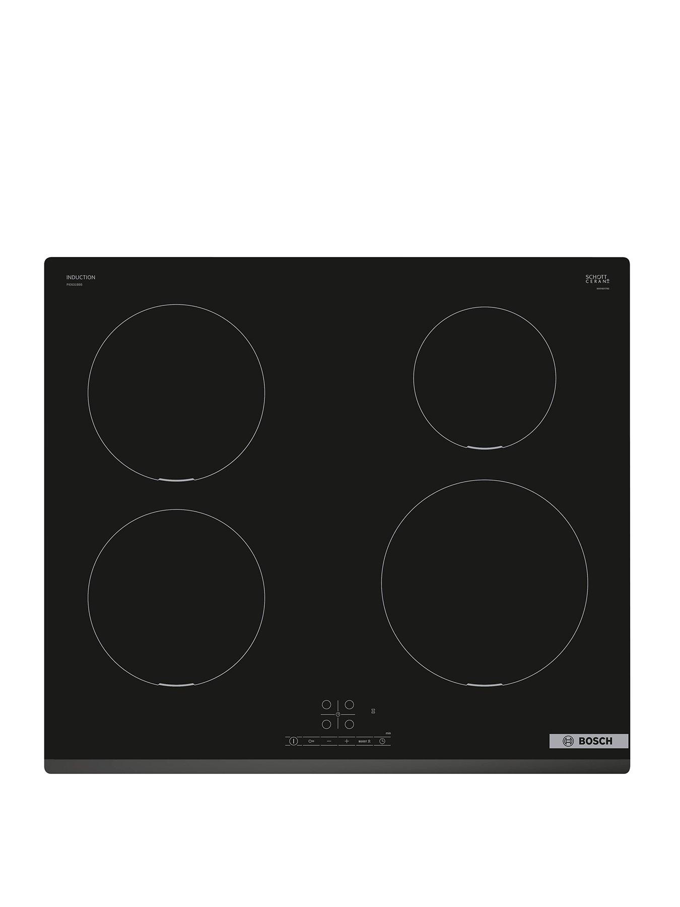 Product photograph of Bosch Series 4 Pie631bb5e 60cm Induction Hob - Touch Control 4 Zones Front Bevel 7 4kw - Black from very.co.uk