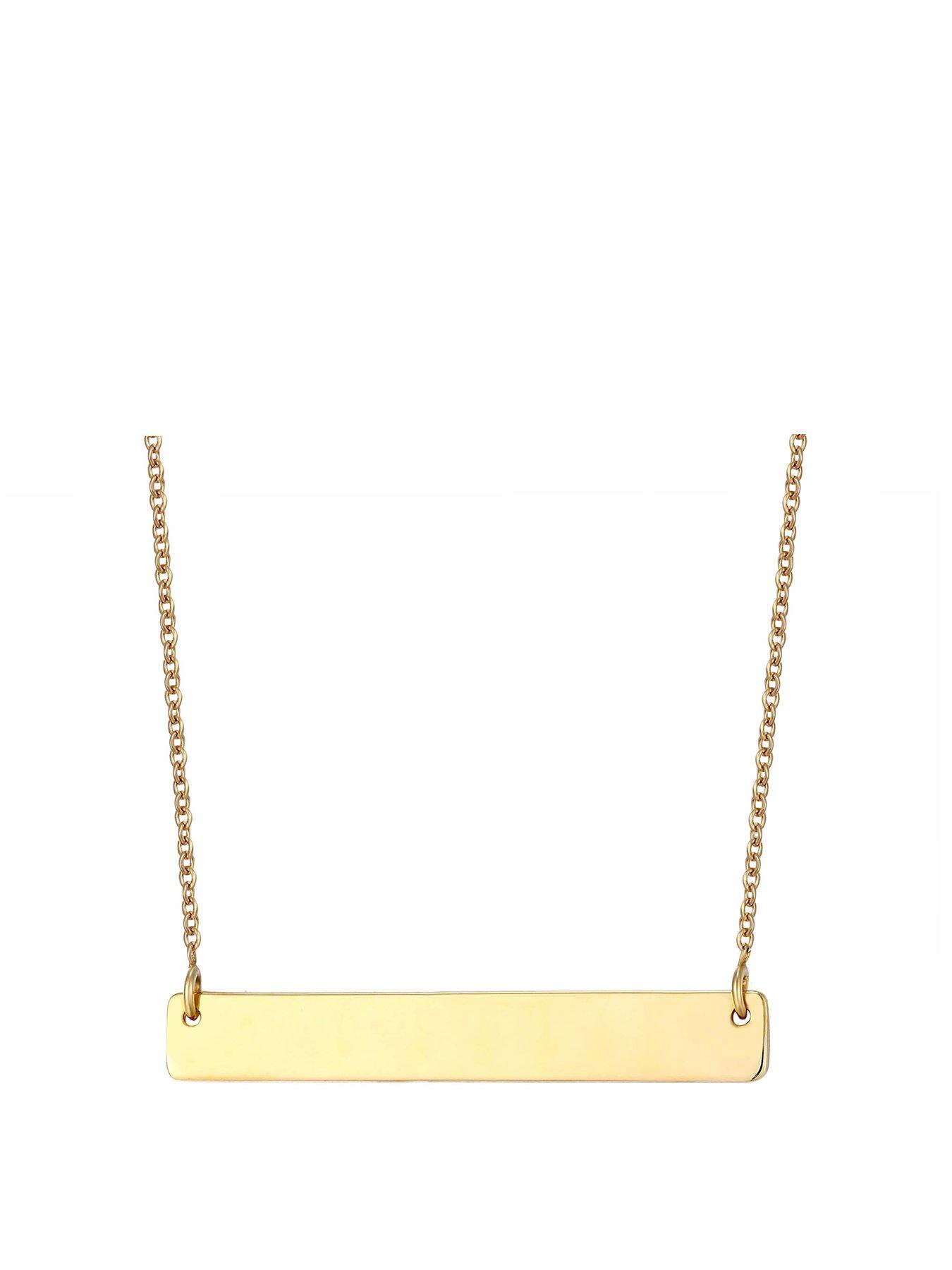 Product photograph of The Love Silver Collection 18ct Gold Plated Positive Bar Necklace from very.co.uk