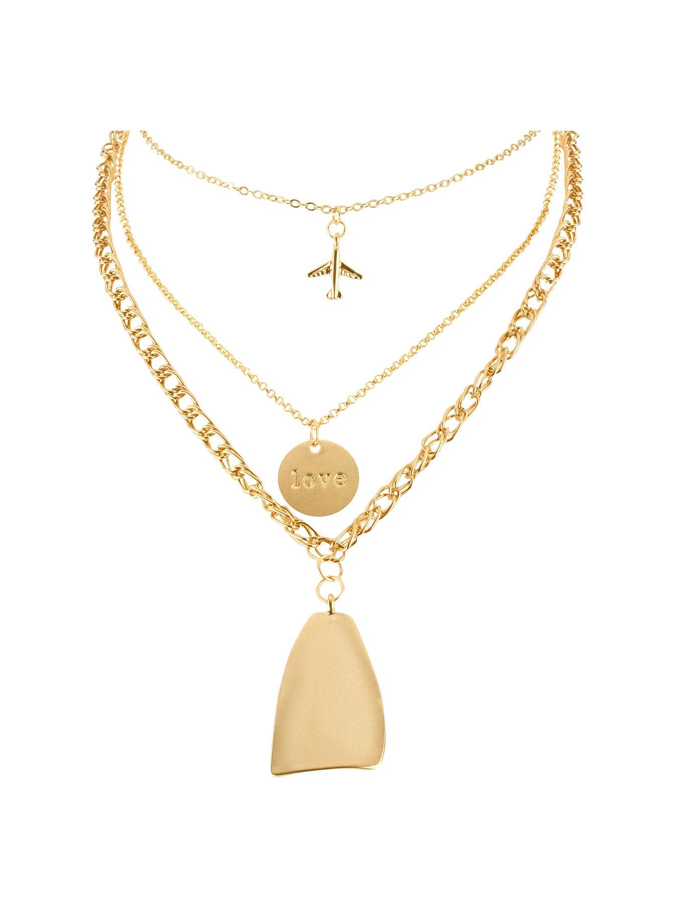 Product photograph of The Love Collection Triple Chain Love Plane from very.co.uk