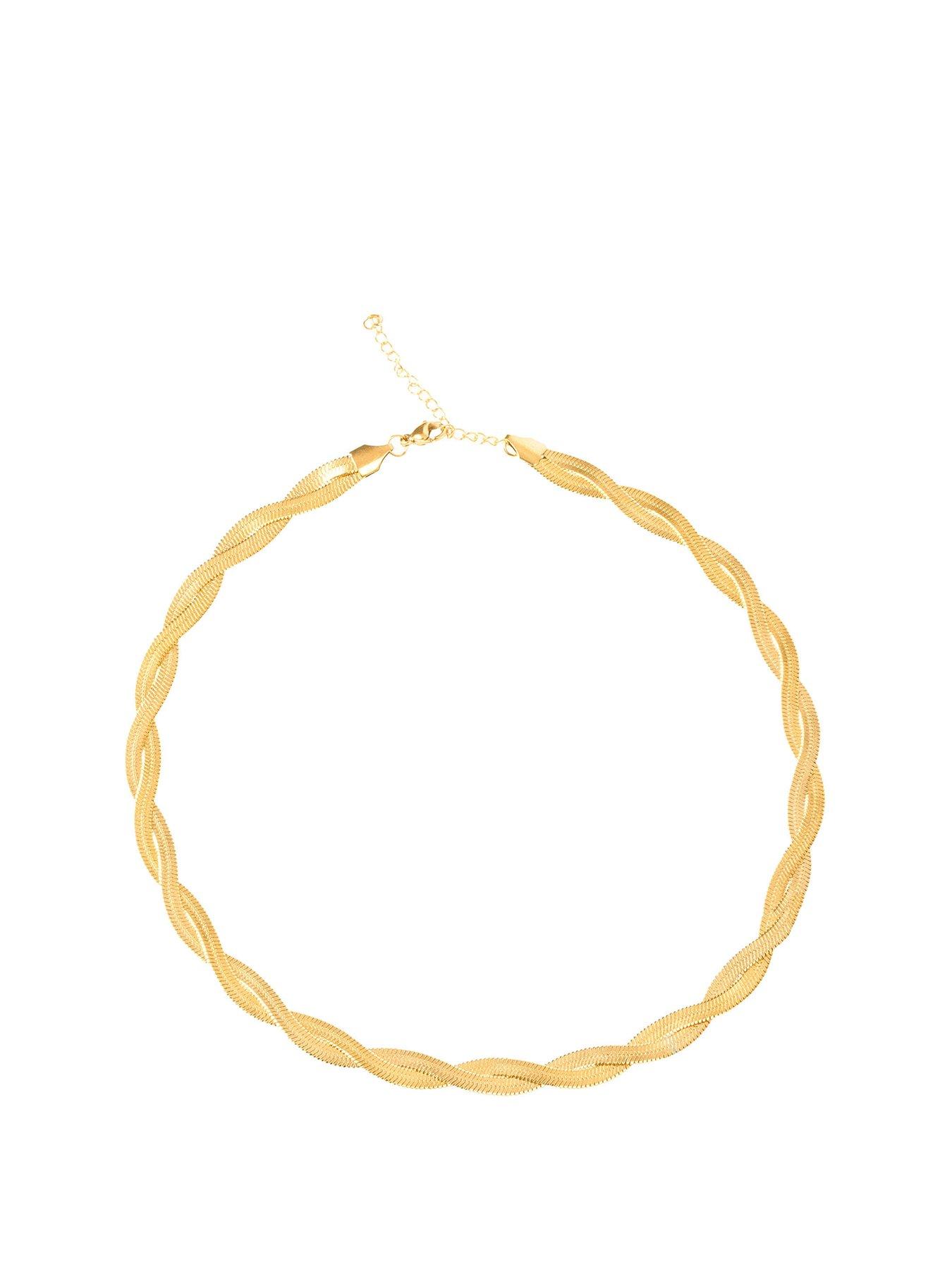 Product photograph of The Love Collection Gold Colour Plait Chain from very.co.uk
