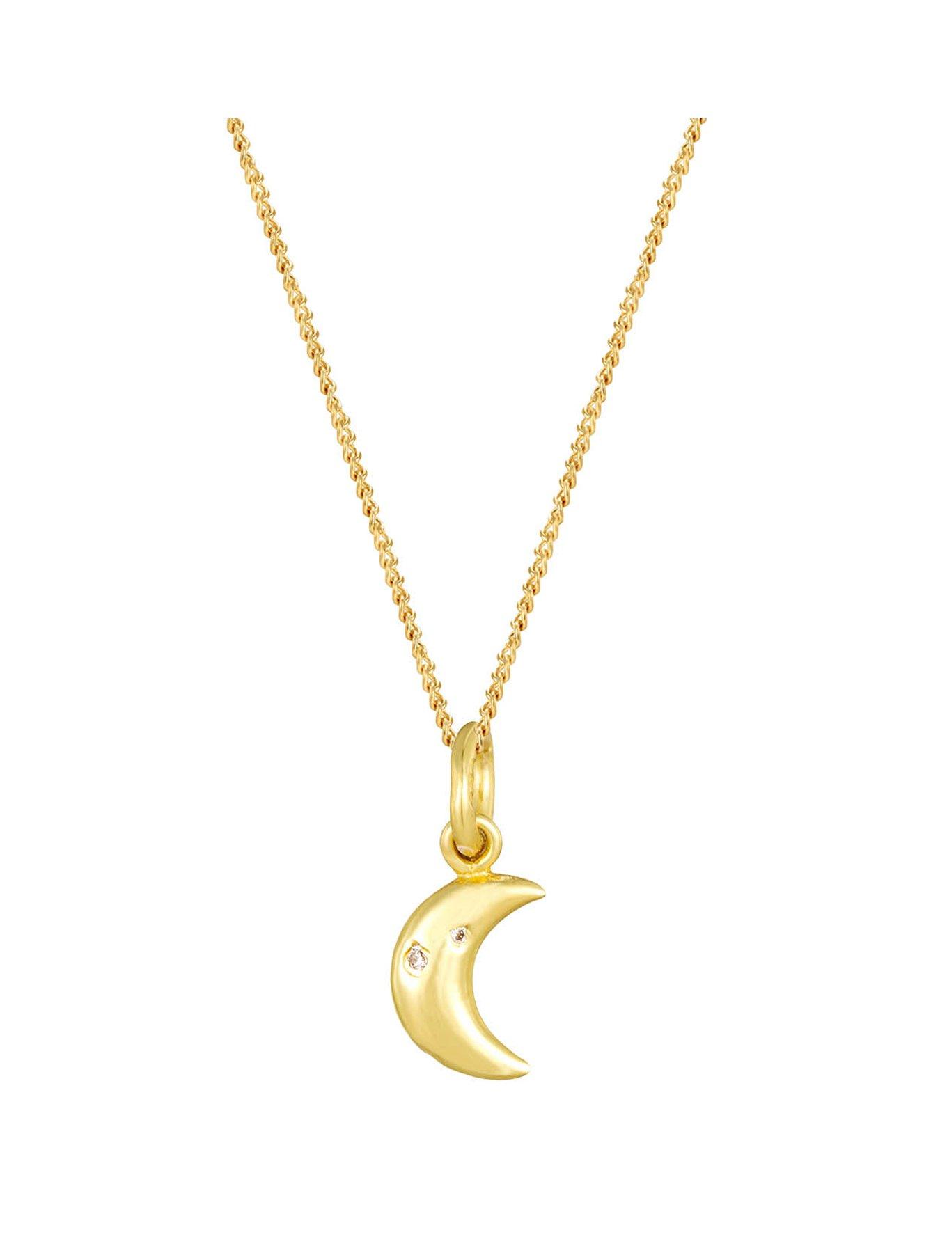 Product photograph of The Love Silver Collection Sterling Silver Dainty Moon Charm Pendant from very.co.uk