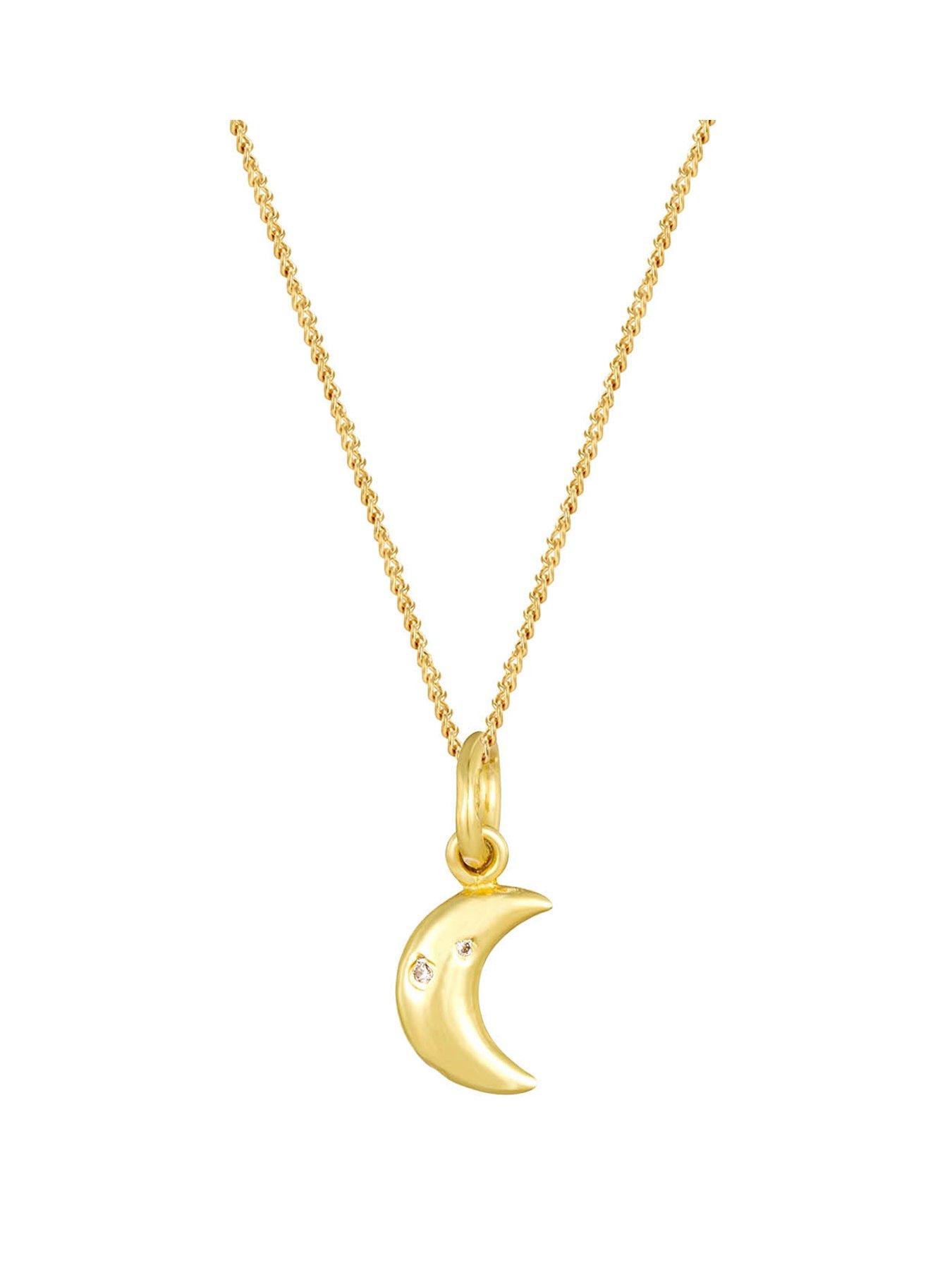 Product photograph of The Love Collection Sterling Silver Dainty Moon Charm Pendant from very.co.uk