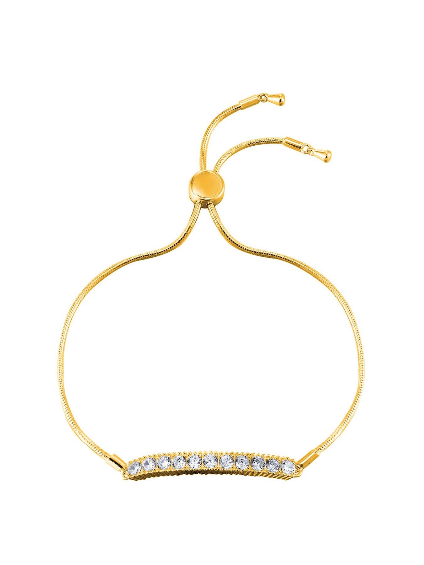 Product photograph of The Love Silver Collection 18ct Gold Plated Cz Statement Bracelet from very.co.uk