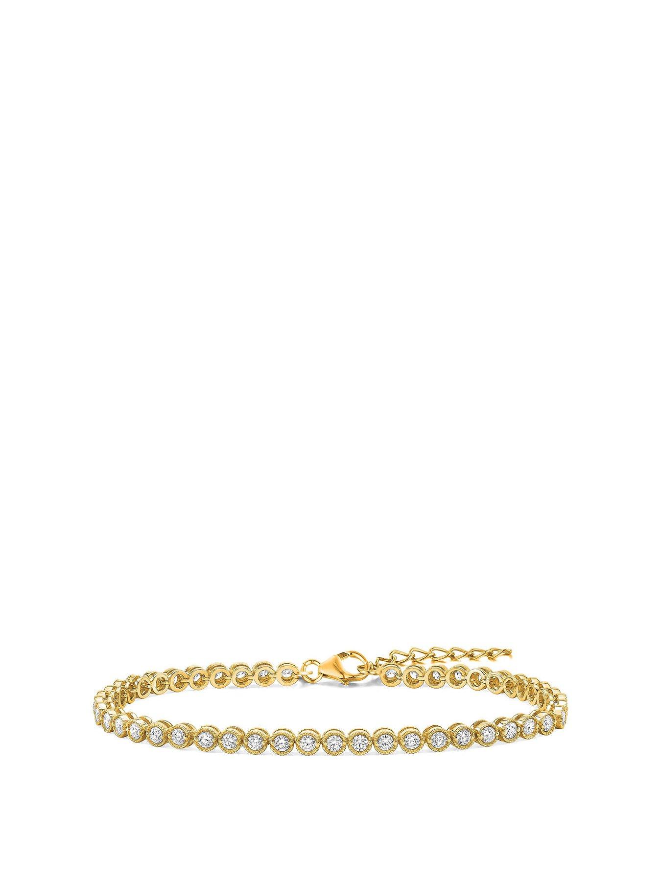 Product photograph of The Love Silver Collection 18ct Gold Plated Cz Tennis Bracelet from very.co.uk